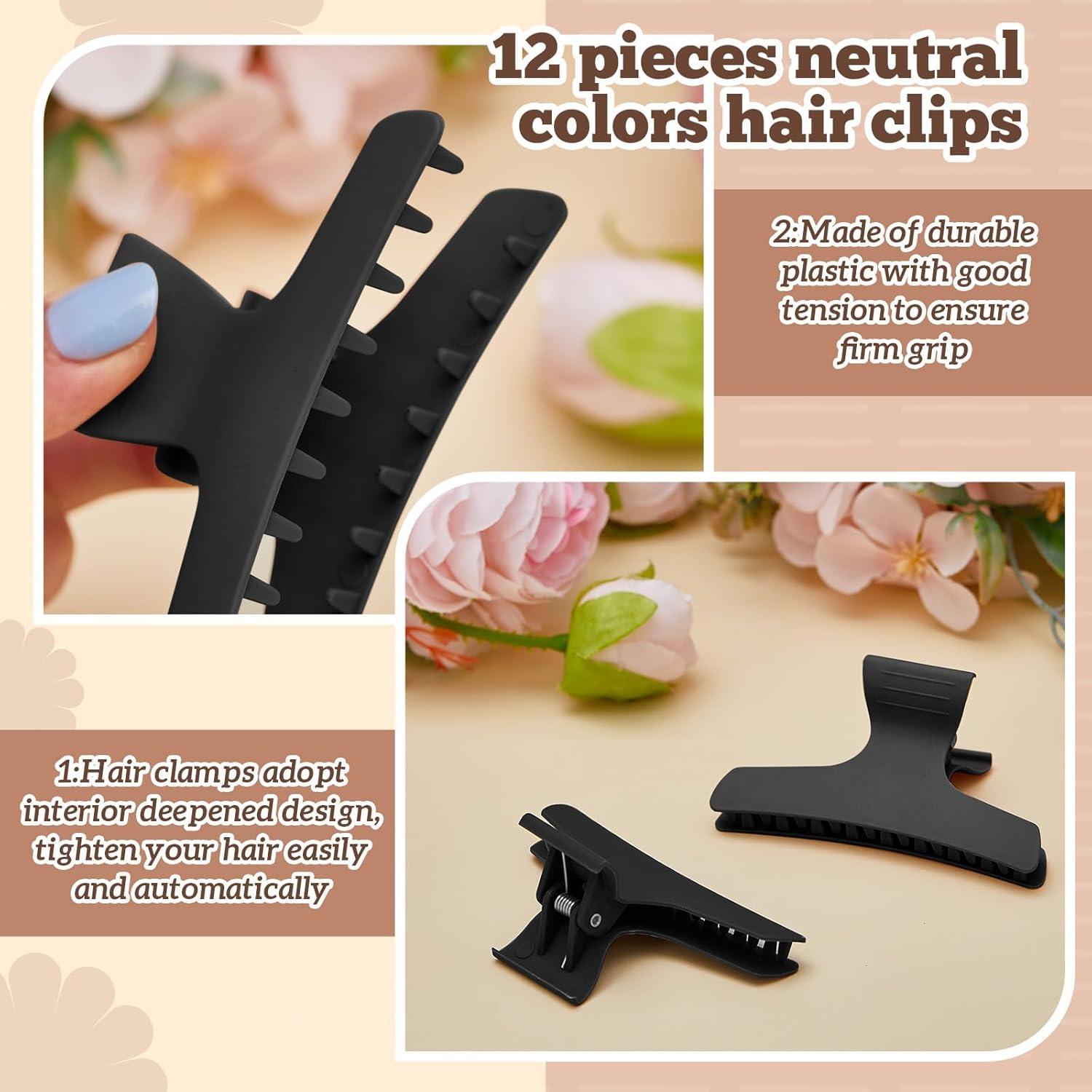 Clips de Pelo Mariposa Batiyeer 12 Pcs Antideslizantes Negro