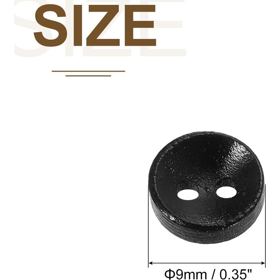 100 Botones de Madera Redondos 9mm uxcell - Negro para Costura
