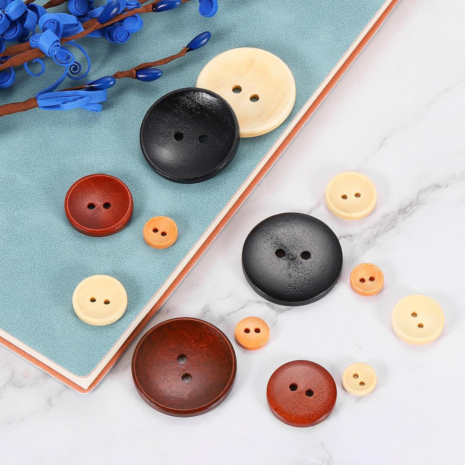 100 Botones de Madera Redondos 9mm uxcell - Negro para Costura