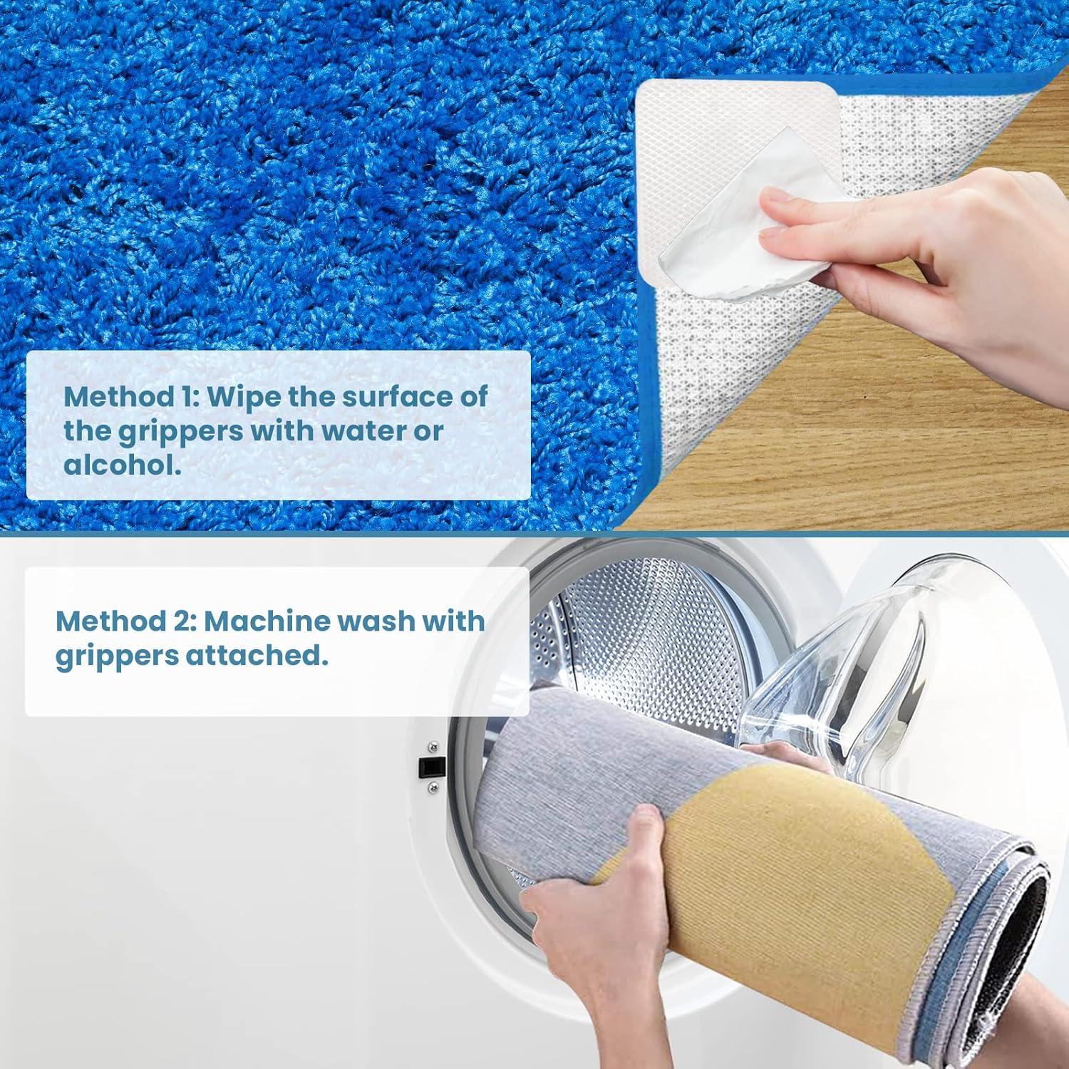 Rug Tape Large, Double Sided Adhesive Rug Pad Grippers (New Tech), Reusable Carpet Tape Non Slip Rug Pads for Hardwood Floors & Tiles, Anti Slip Rug Grips for Area Rugs to Keep Rug in Place