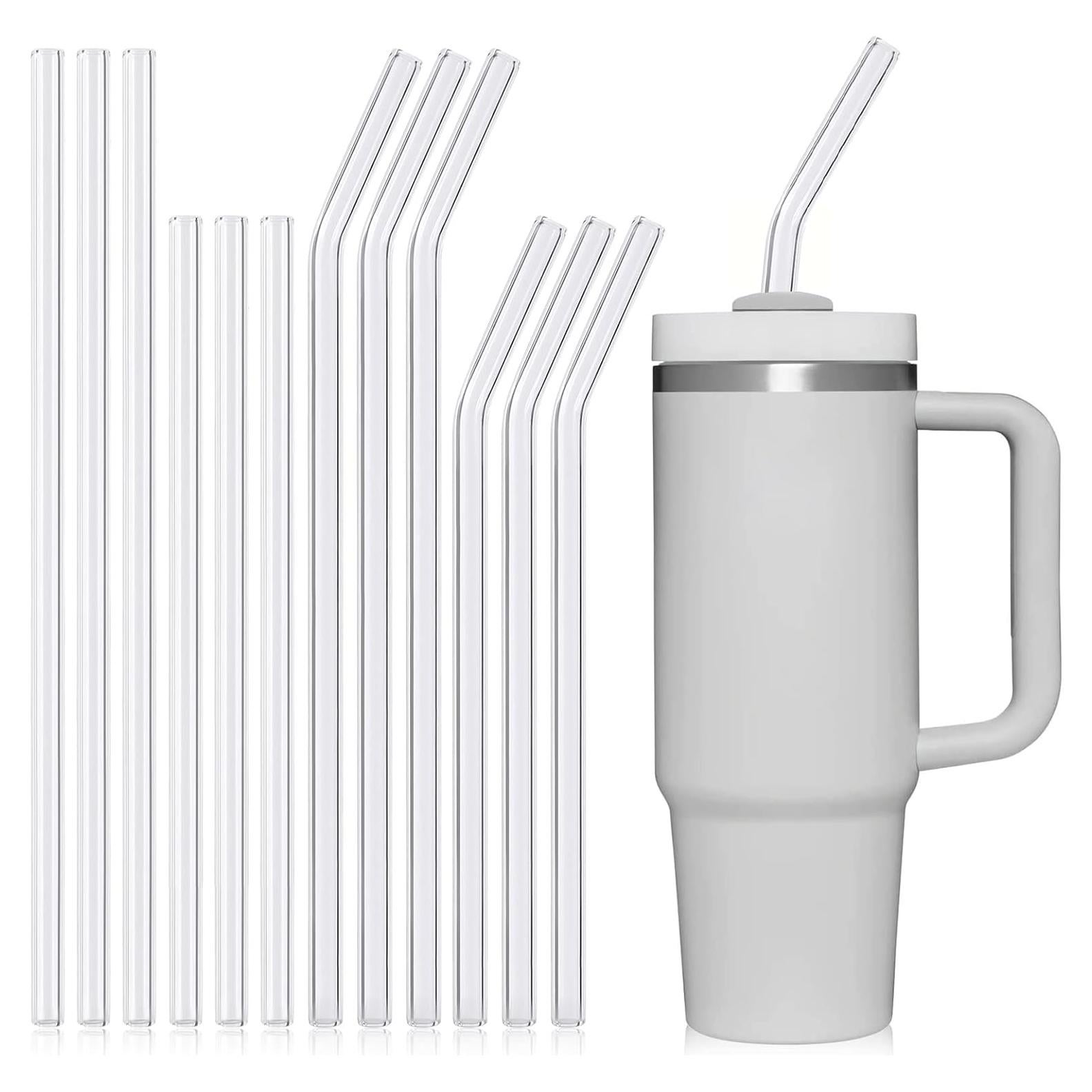 12 Pajitas de Vidrio Reutilizables MYJIE para Taza Stanley