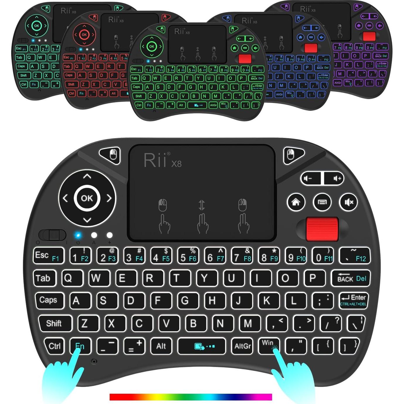 Teclado Inalámbrico Rii X8 con Touchpad y RGB