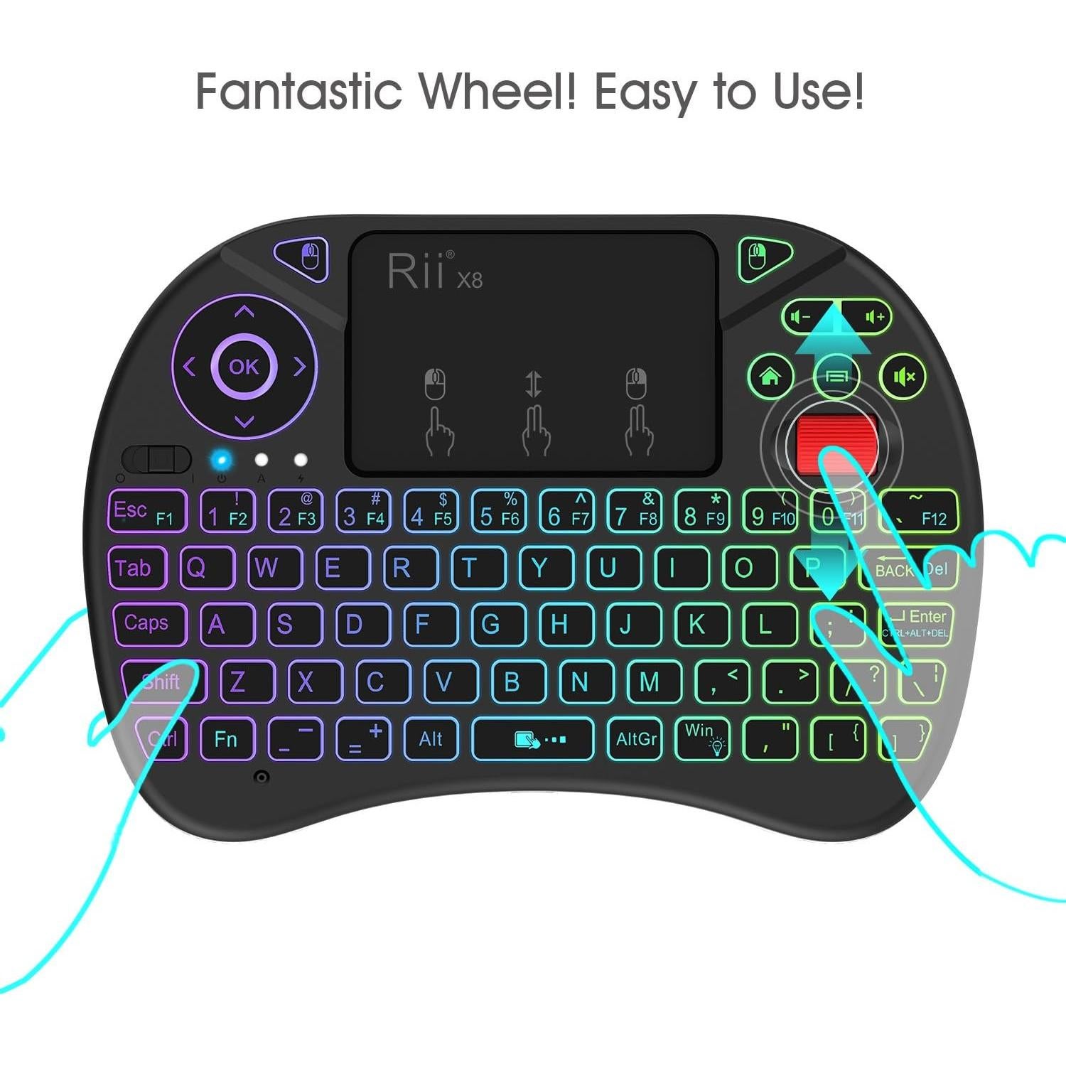 Teclado Inalámbrico Rii X8 con Touchpad y RGB