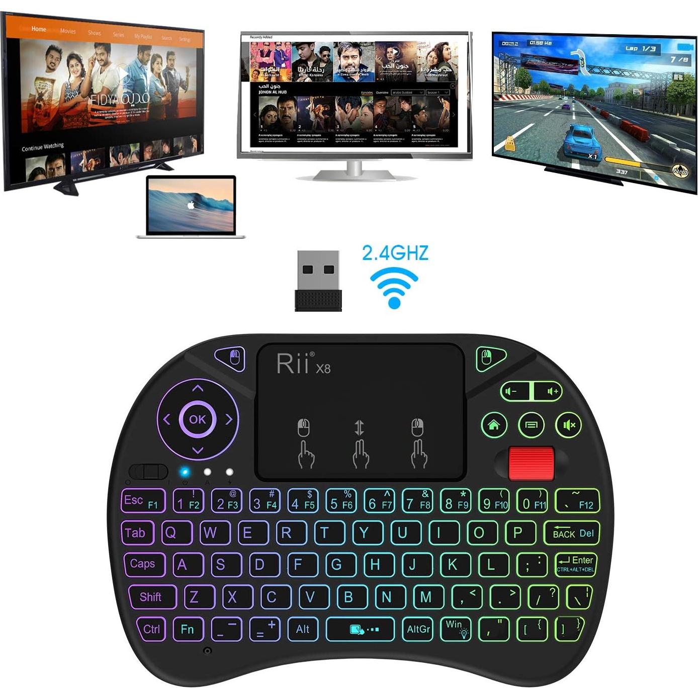 Teclado Inalámbrico Rii X8 con Touchpad y RGB