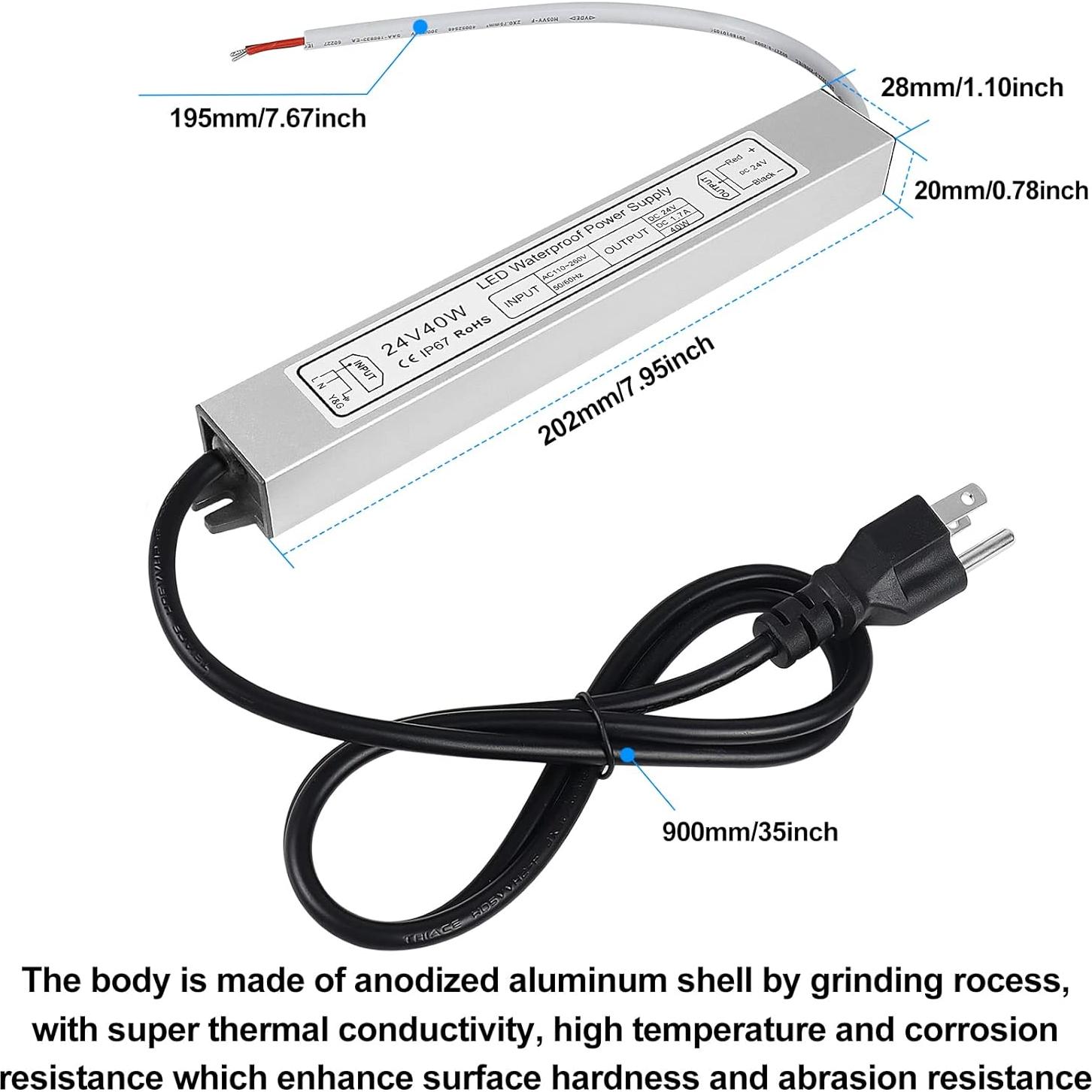 Fuente de Alimentación LED inShareplus 24V 40W IP67 Impermeable