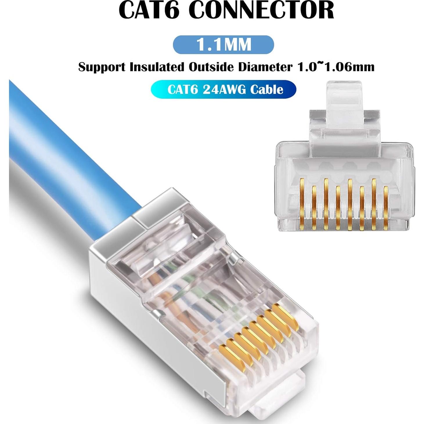 Conectores RJ45 Cat6 Blindados iGreely 50 Unidades 8P8C