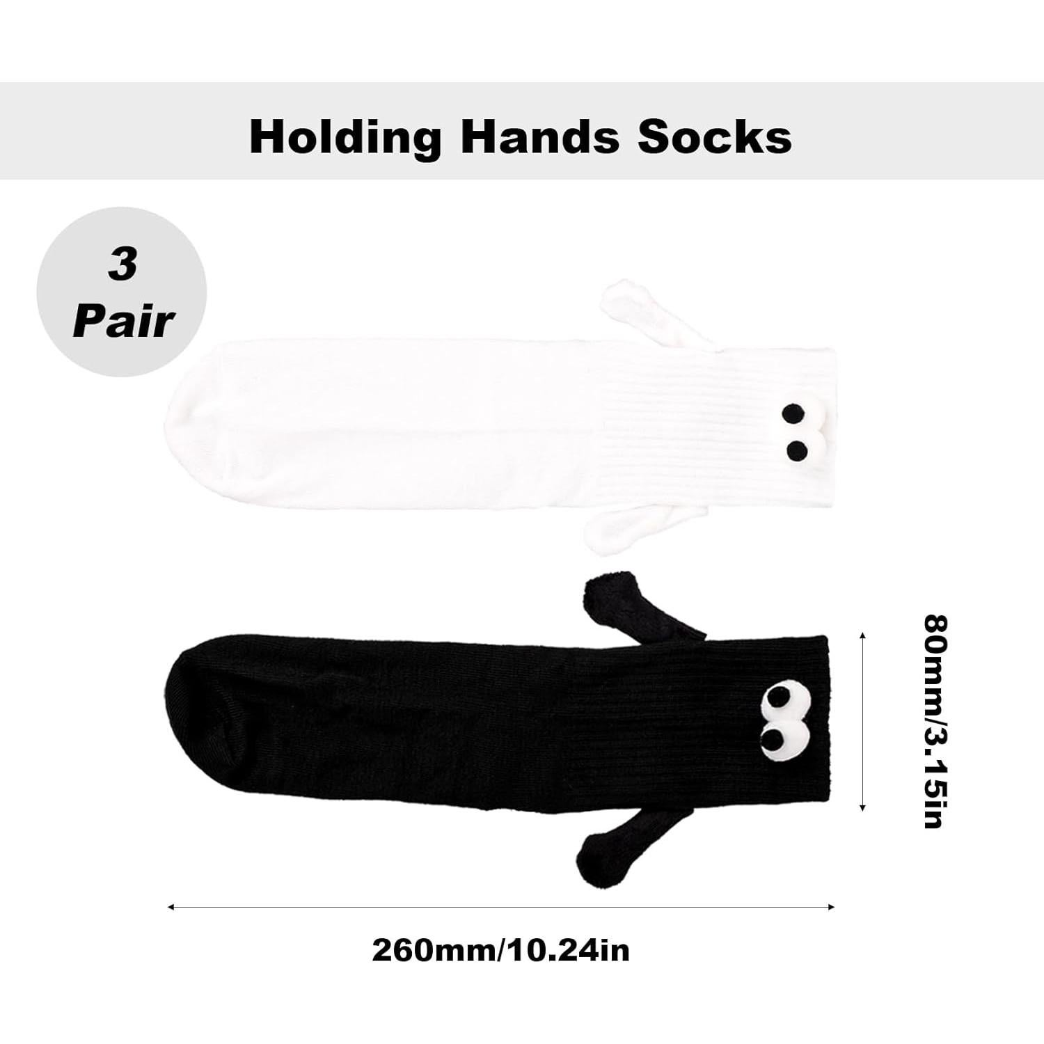 3 Pares de Calcetines de Amistad 3D con Manos Magnéticas