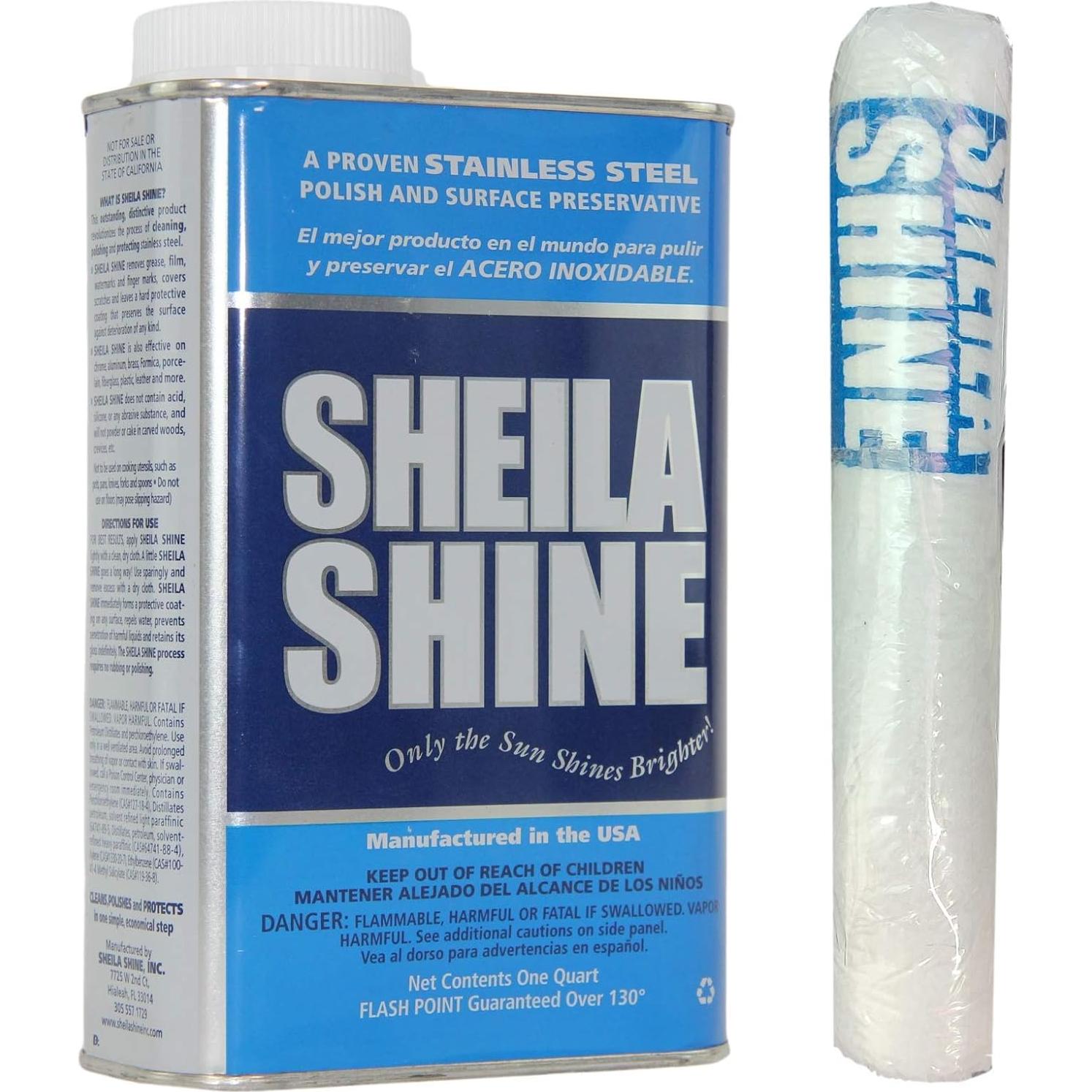 Limpiador y Abrillantador de Acero Inoxidable Sheila Shine 0.95L con Paño