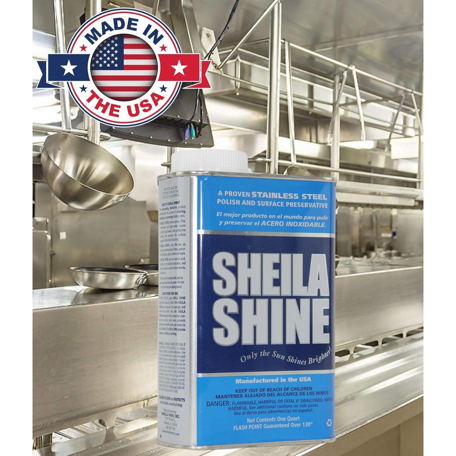 Limpiador y Abrillantador de Acero Inoxidable Sheila Shine 0.95L con Paño