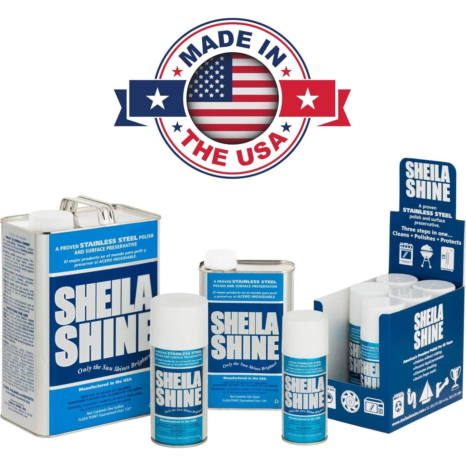 Limpiador y Abrillantador de Acero Inoxidable Sheila Shine 0.95L con Paño