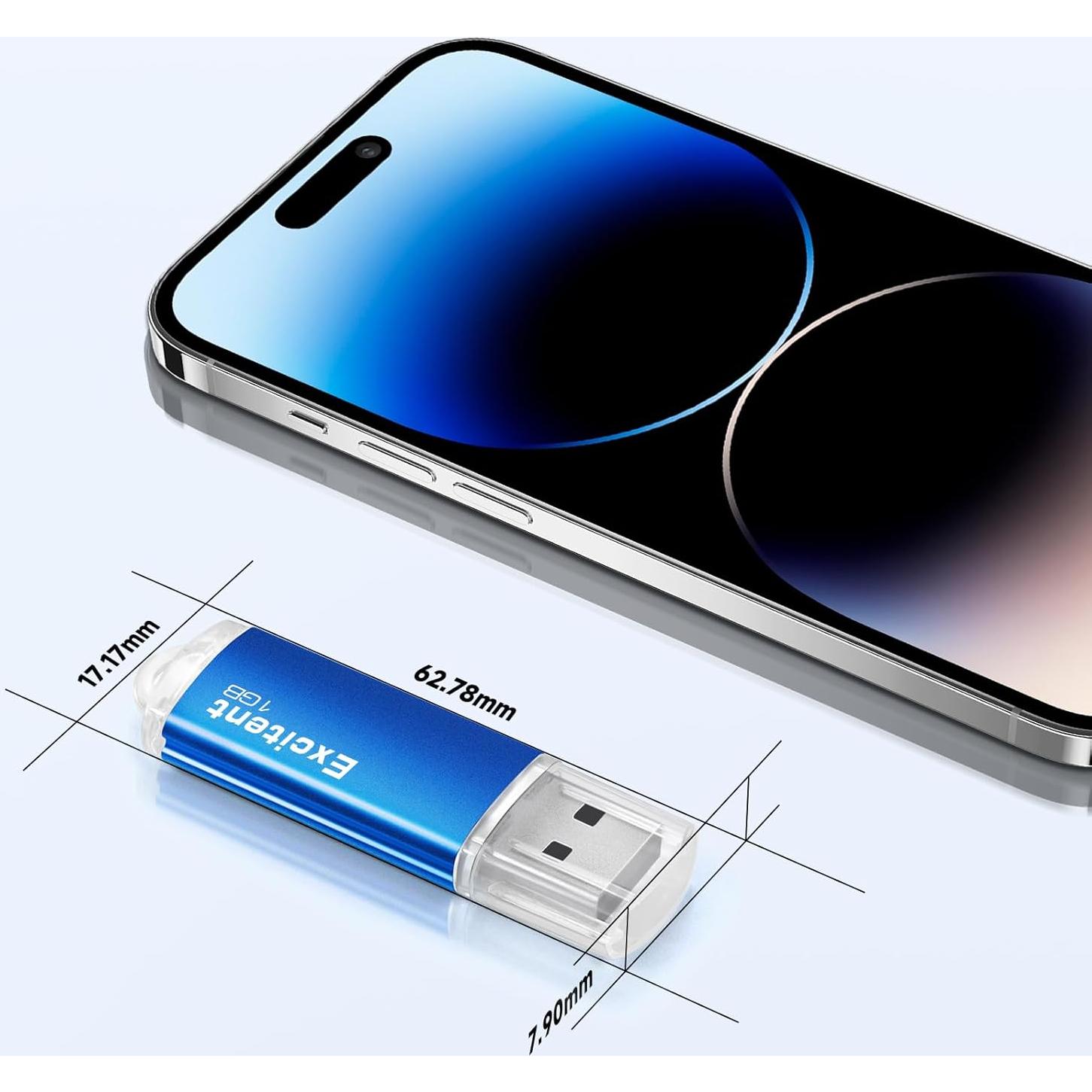 Paquete de 10 Memorias USB 2.0 Excitent 1GB Colores Mixtos