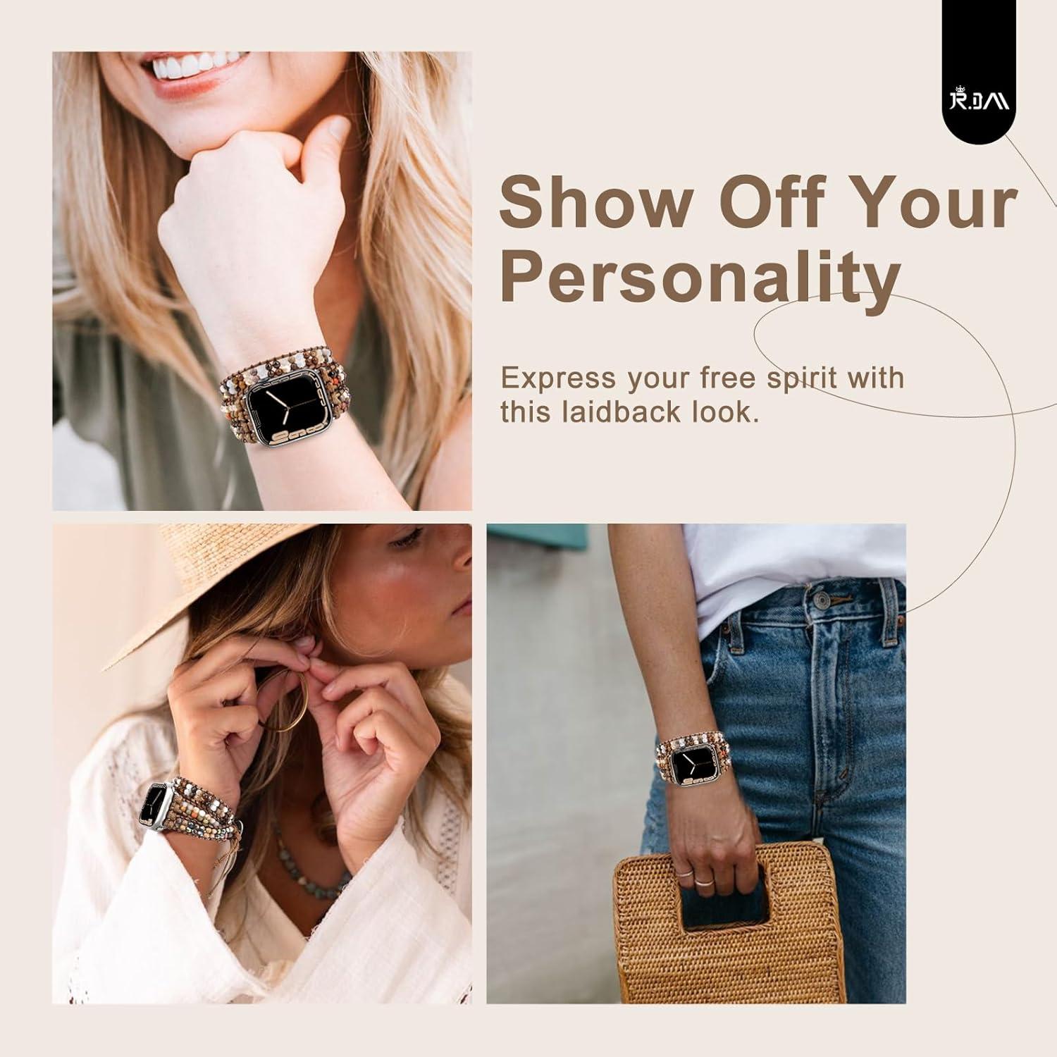 Pulsera de Reloj Bohemia JR.DM con Cuentas para Apple Watch 38-45mm