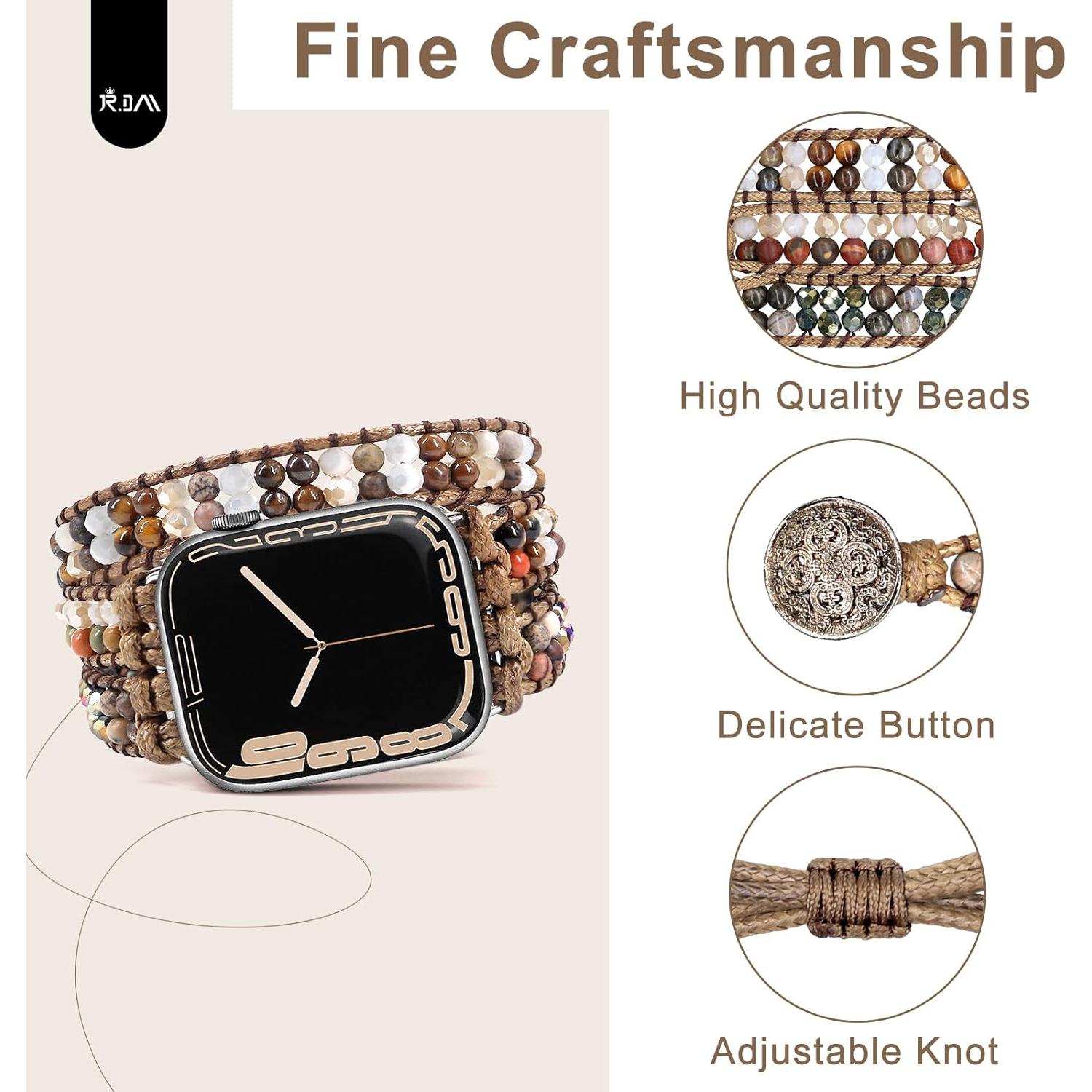 Pulsera de Reloj Bohemia JR.DM con Cuentas para Apple Watch 38-45mm