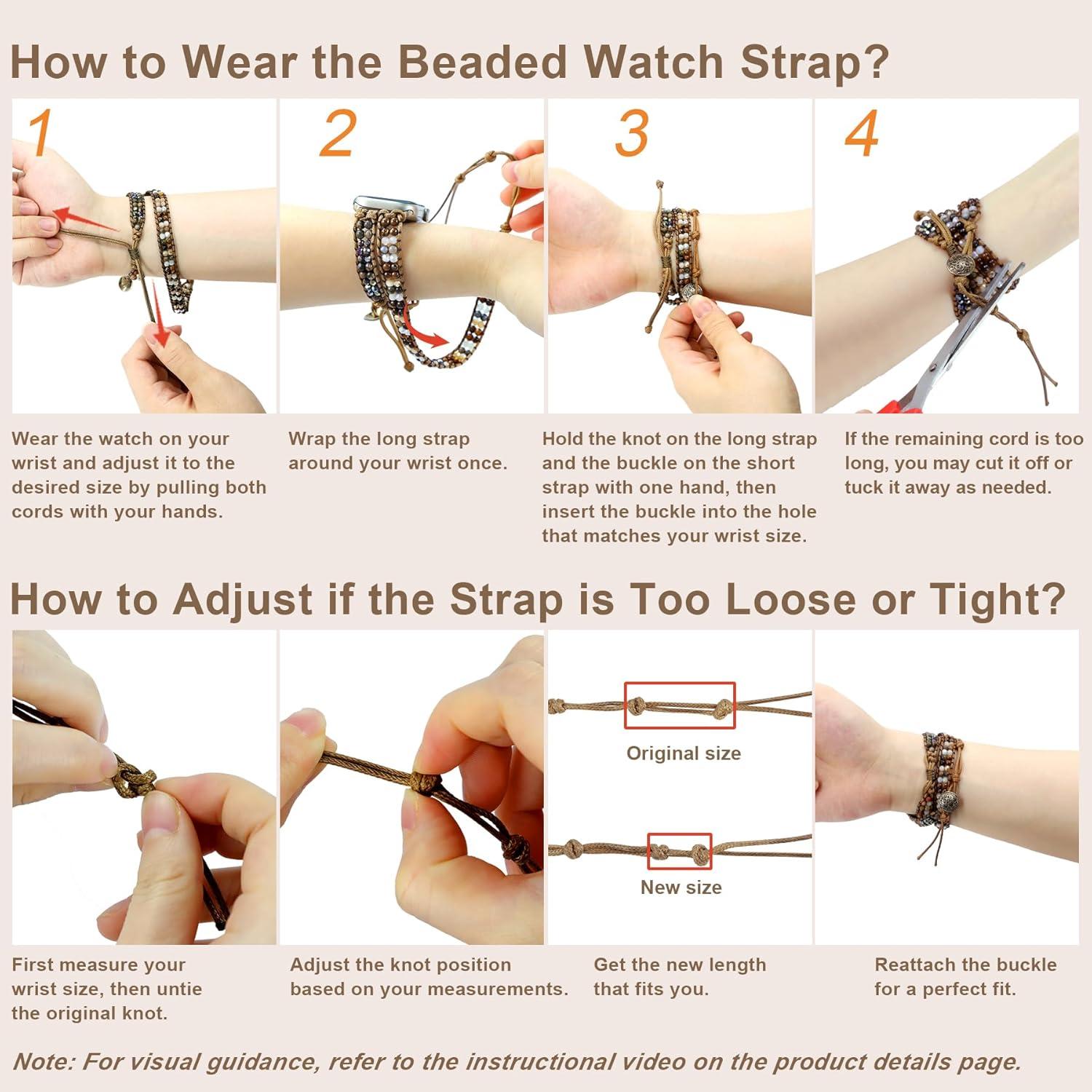 Pulsera de Reloj Bohemia JR.DM con Cuentas para Apple Watch 38-45mm