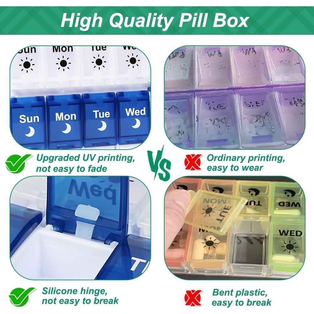 Organizador Semanal de Pastillas Shintop AM PM 7 Días Azul y Blanco