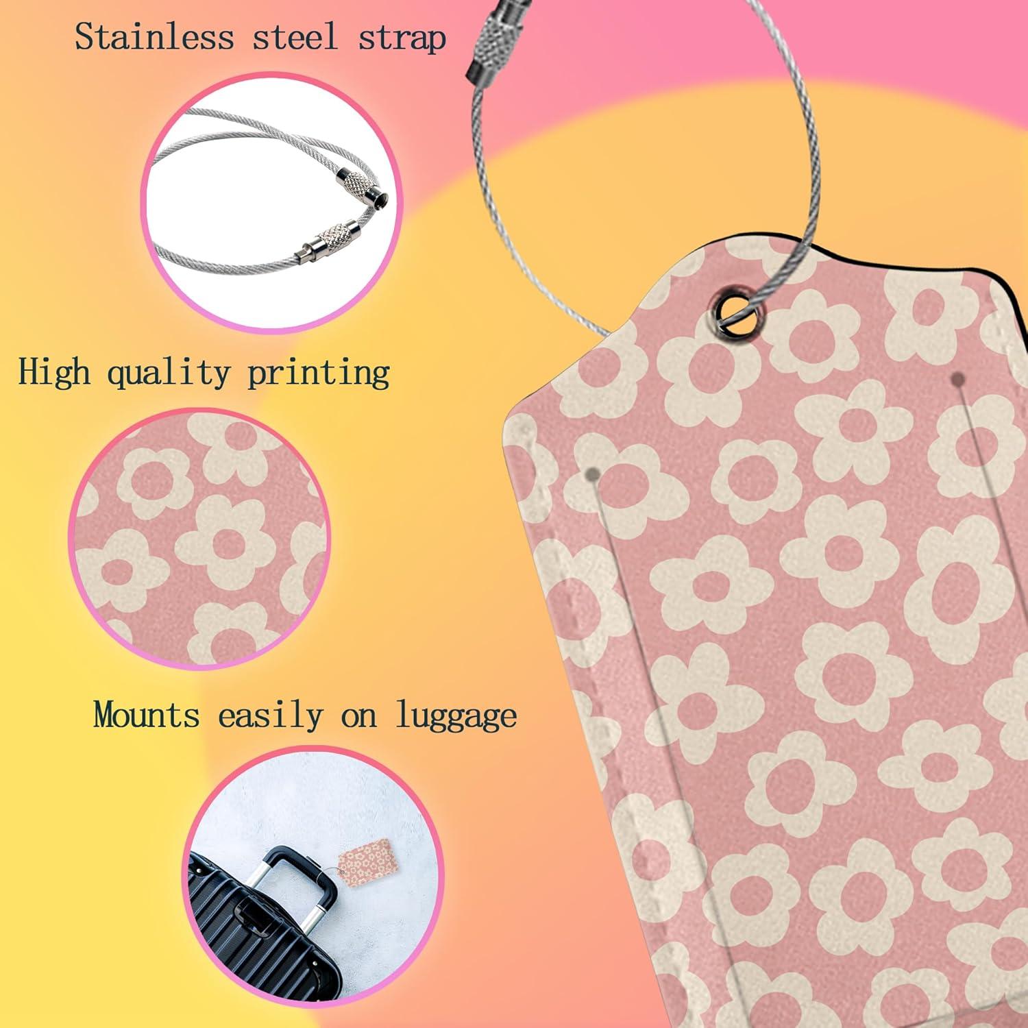 Etiquetas de Equipaje Smoaffly 2 Pack Flor Abstracta Rosa