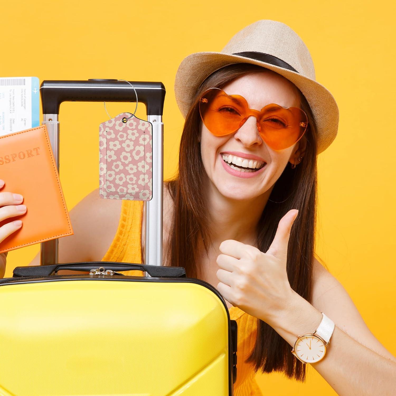 Etiquetas de Equipaje Smoaffly 2 Pack Flor Abstracta Rosa