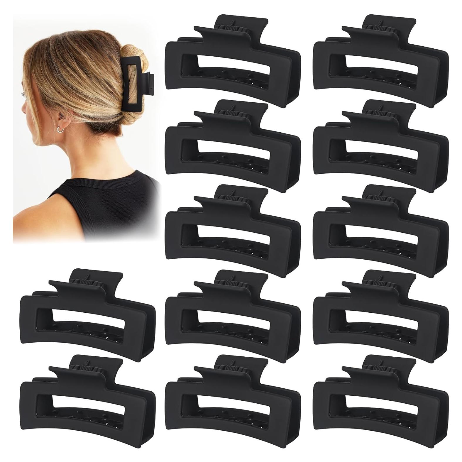 Paquete de 12 Clips de Garra Vigorpace Negros para Cabello