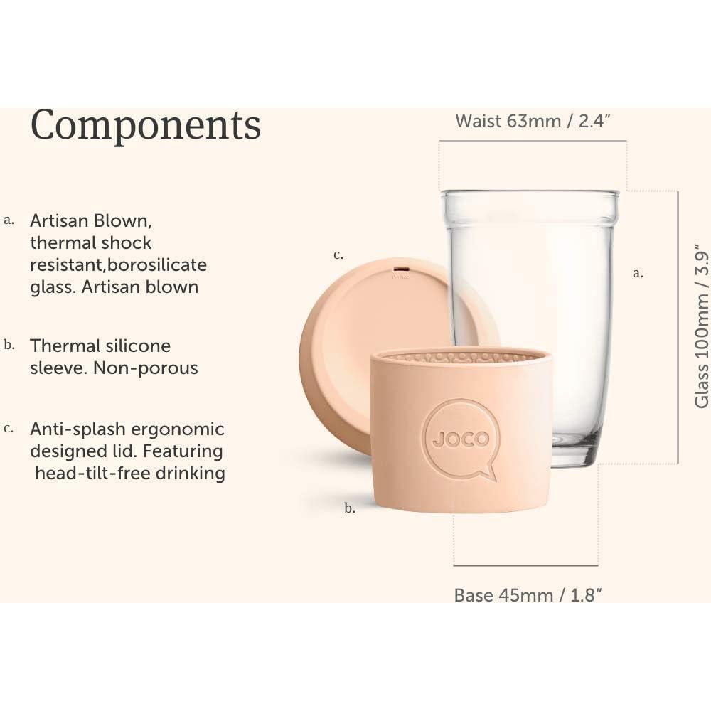 Taza Reutilizable JOCO 6oz Vidrio Borosilicato Arenisca