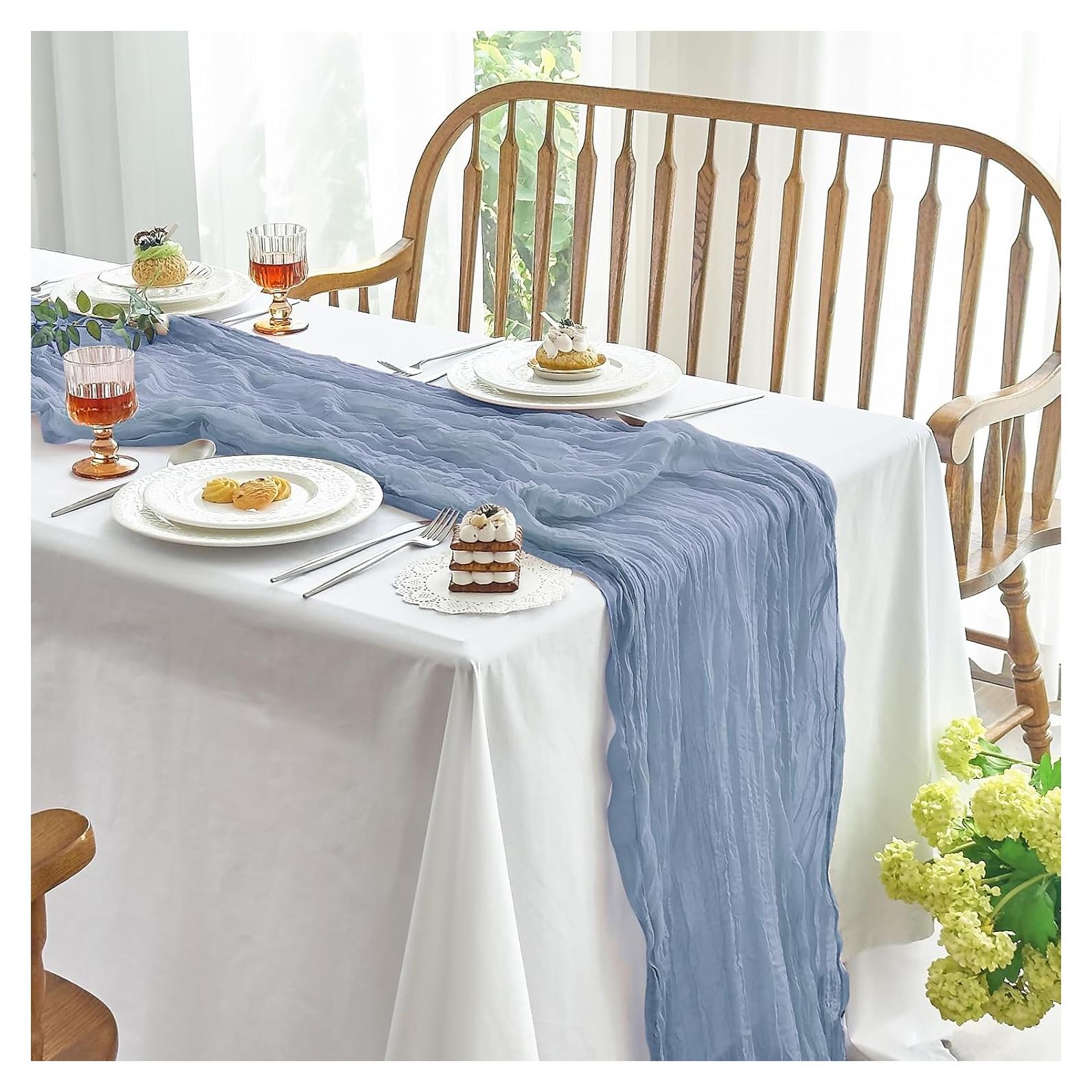 Cubre Mesa de Gasa IVAPUPU 3.05m Azul Polvoriento Decoración