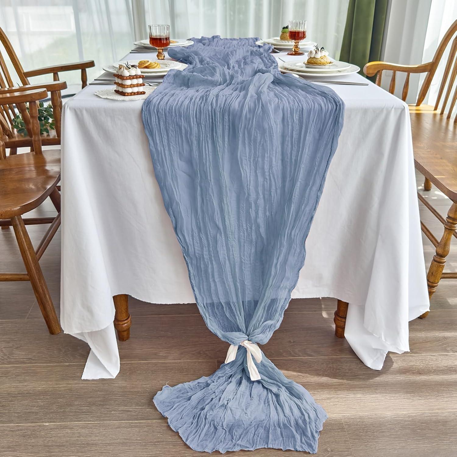 Cubre Mesa de Gasa IVAPUPU 3.05m Azul Polvoriento Decoración