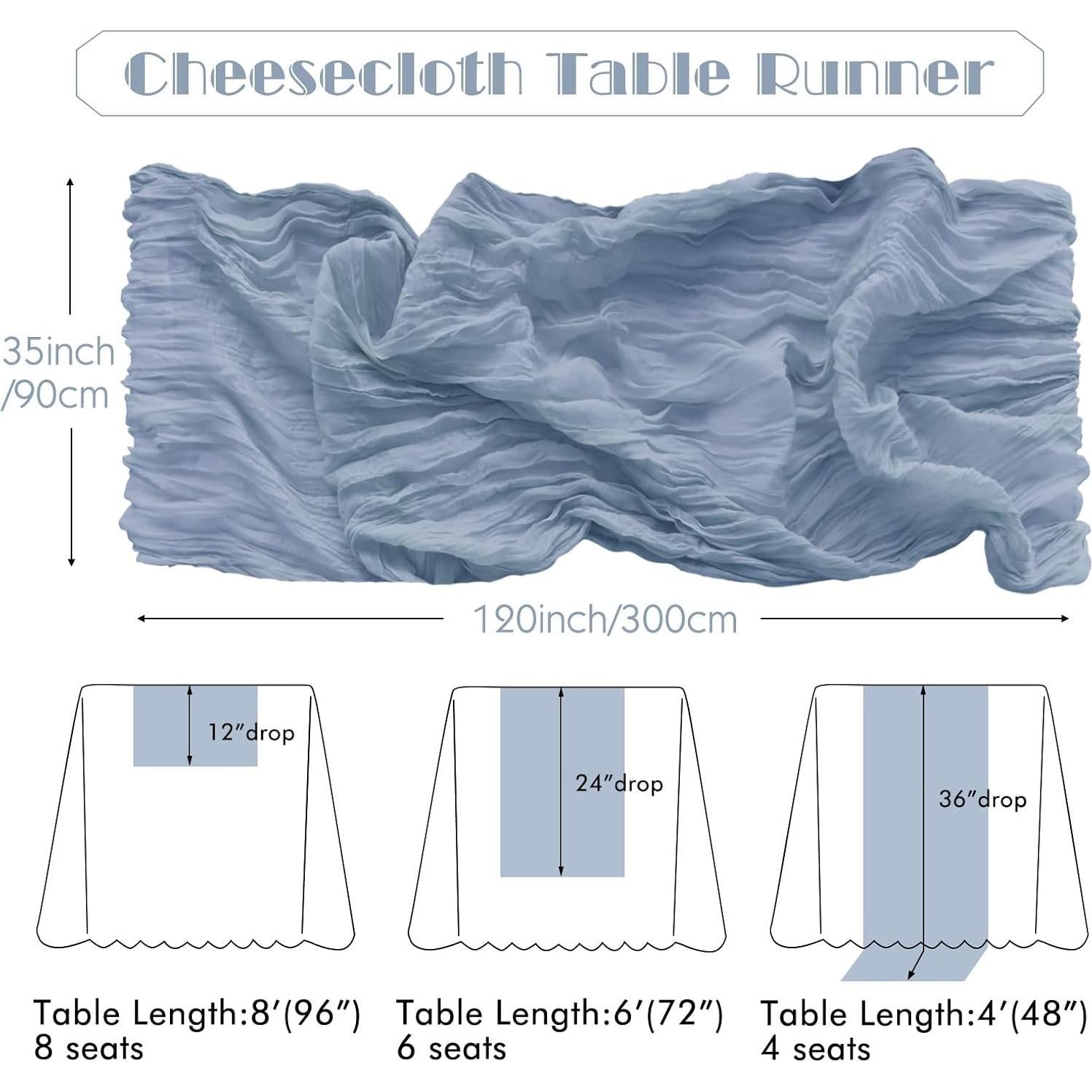 Cubre Mesa de Gasa IVAPUPU 3.05m Azul Polvoriento Decoración