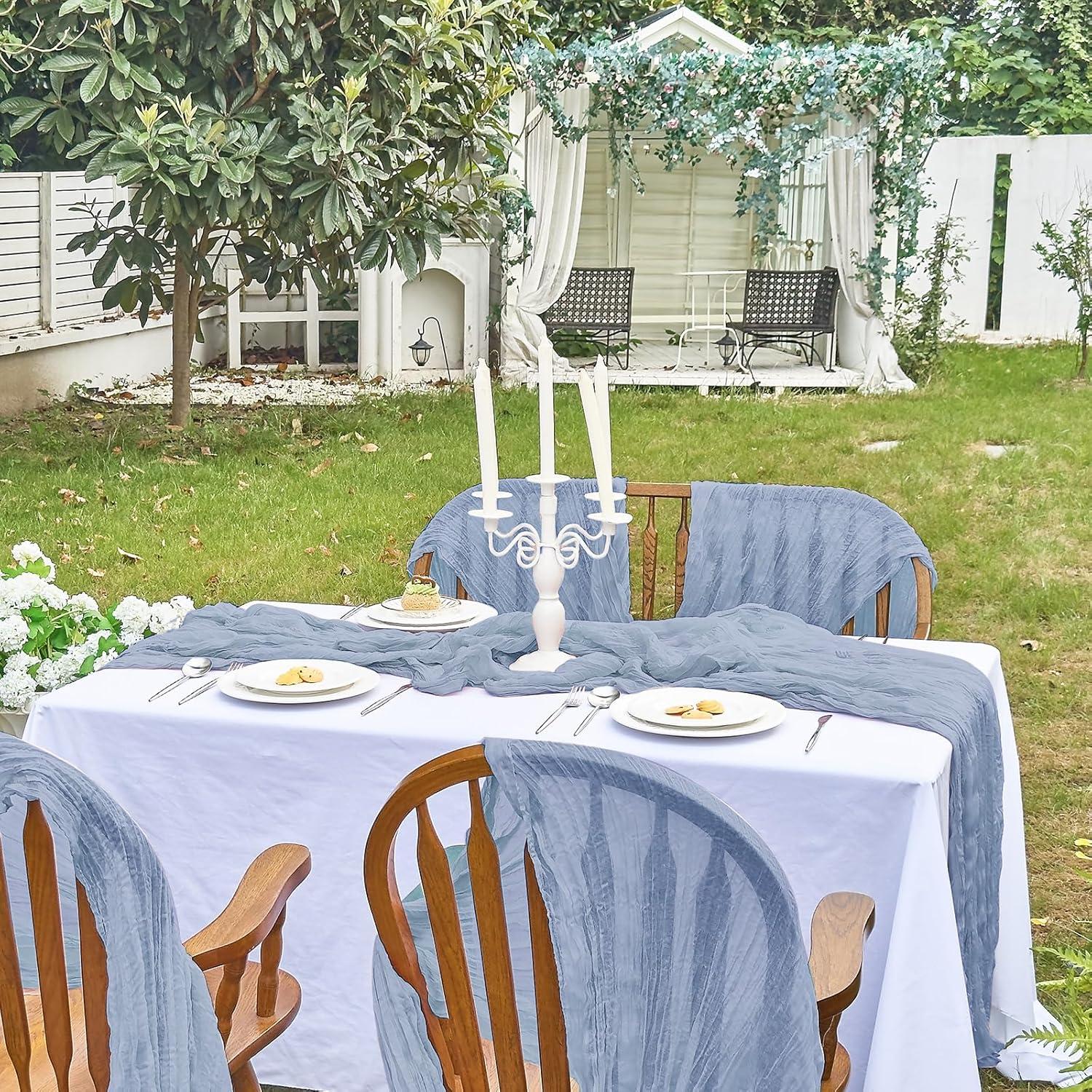 Cubre Mesa de Gasa IVAPUPU 3.05m Azul Polvoriento Decoración