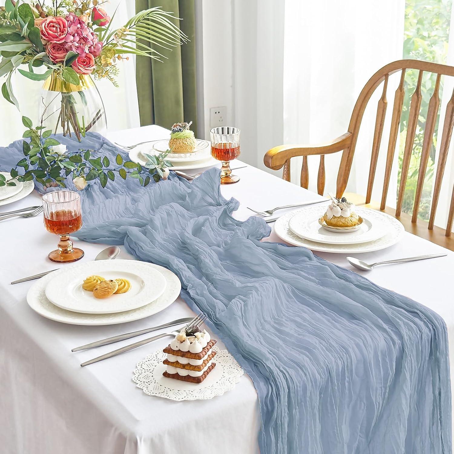 Cubre Mesa de Gasa IVAPUPU 3.05m Azul Polvoriento Decoración