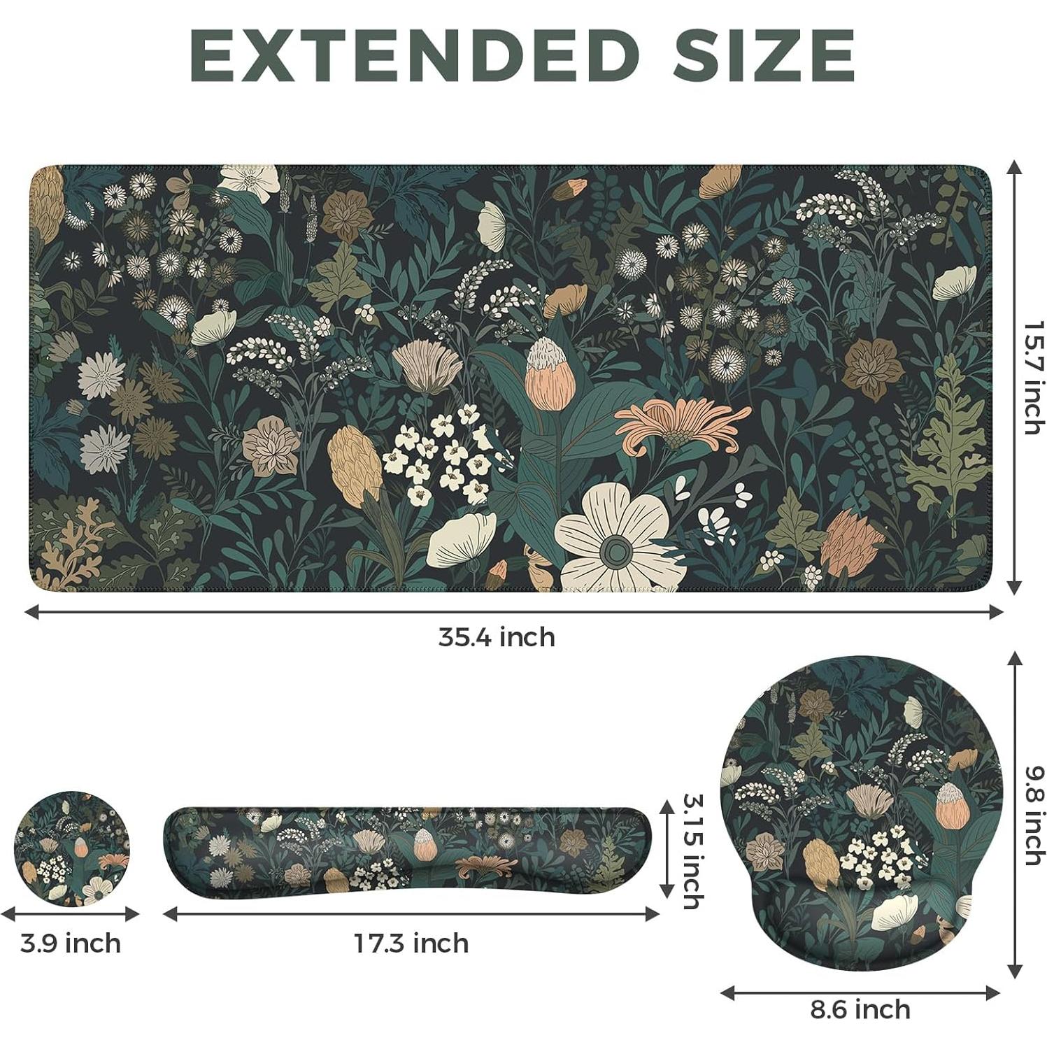 Alfombrilla de Escritorio Ergonómica iCasso Floral 90x40cm