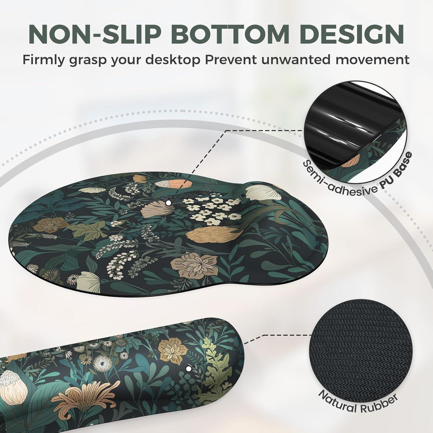 Alfombrilla de Escritorio Ergonómica iCasso Floral 90x40cm