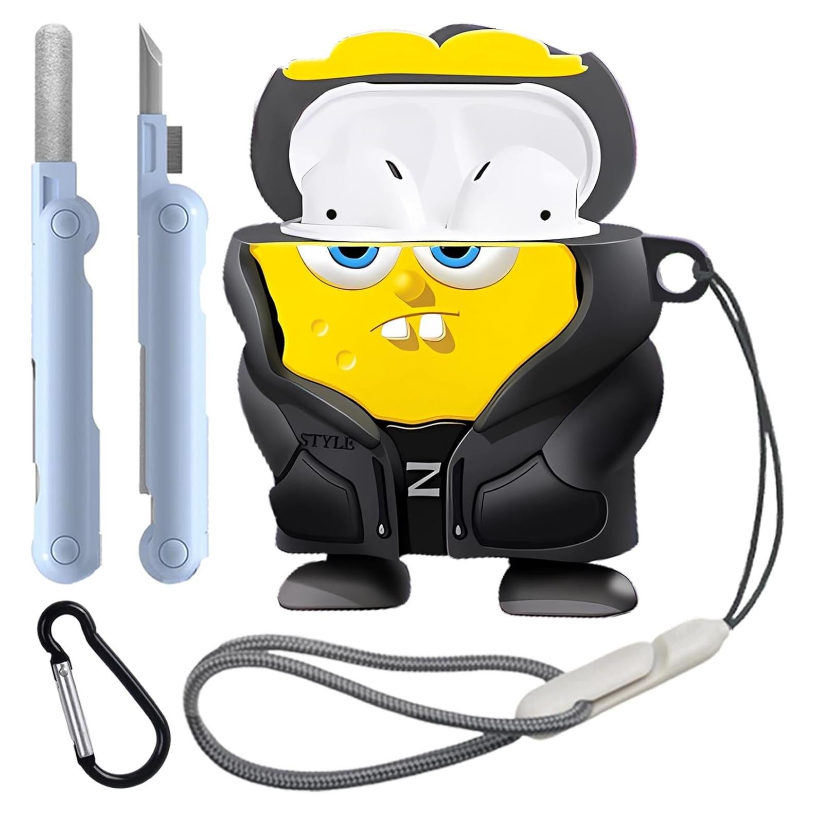 Funda de Silicona Amarilla para AirPods 1ª/2ª Generación con Llavero