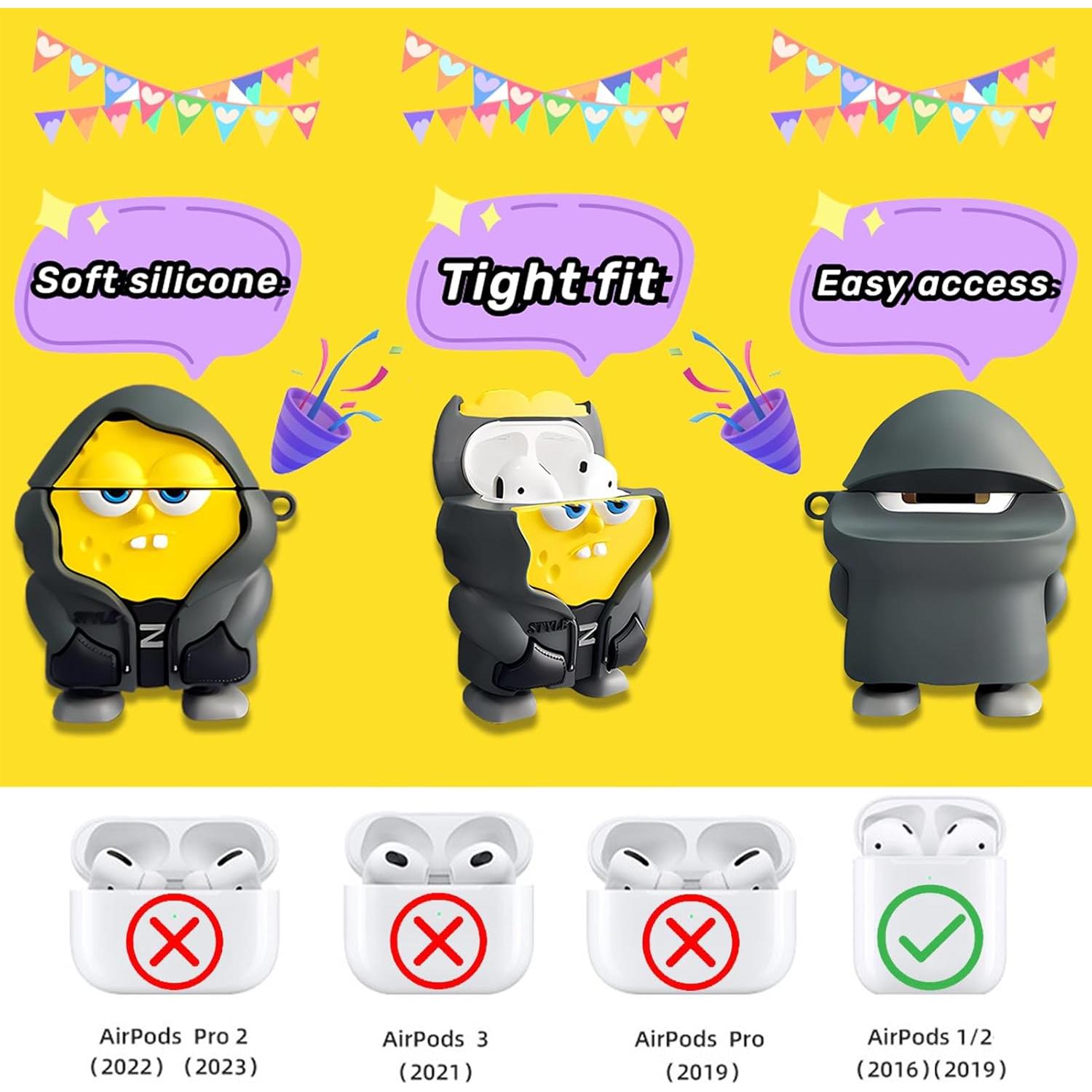 Funda de Silicona Amarilla para AirPods 1ª/2ª Generación con Llavero