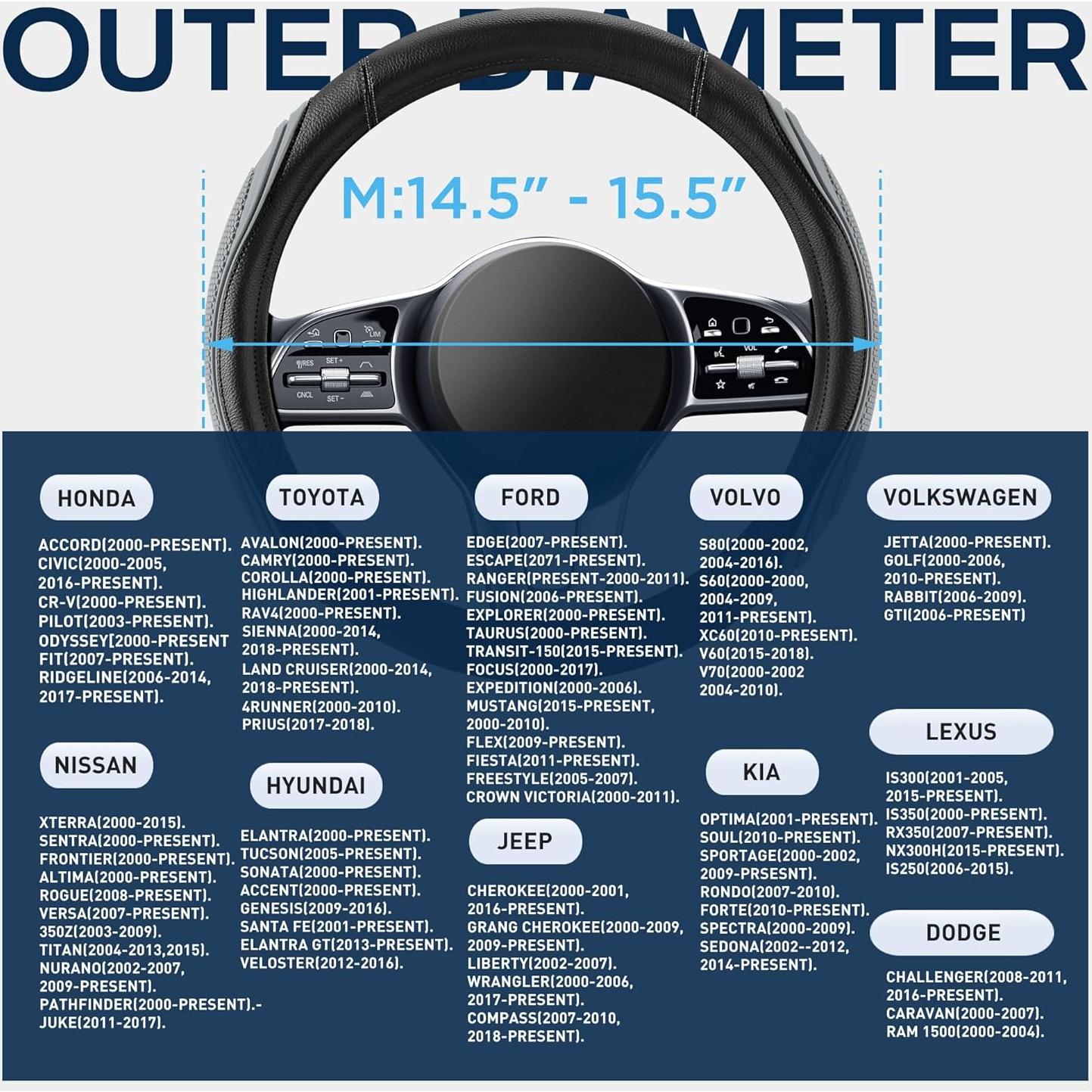 Cubierta de Volante Road Comforts Gris 36.8-38.1 cm Antideslizante