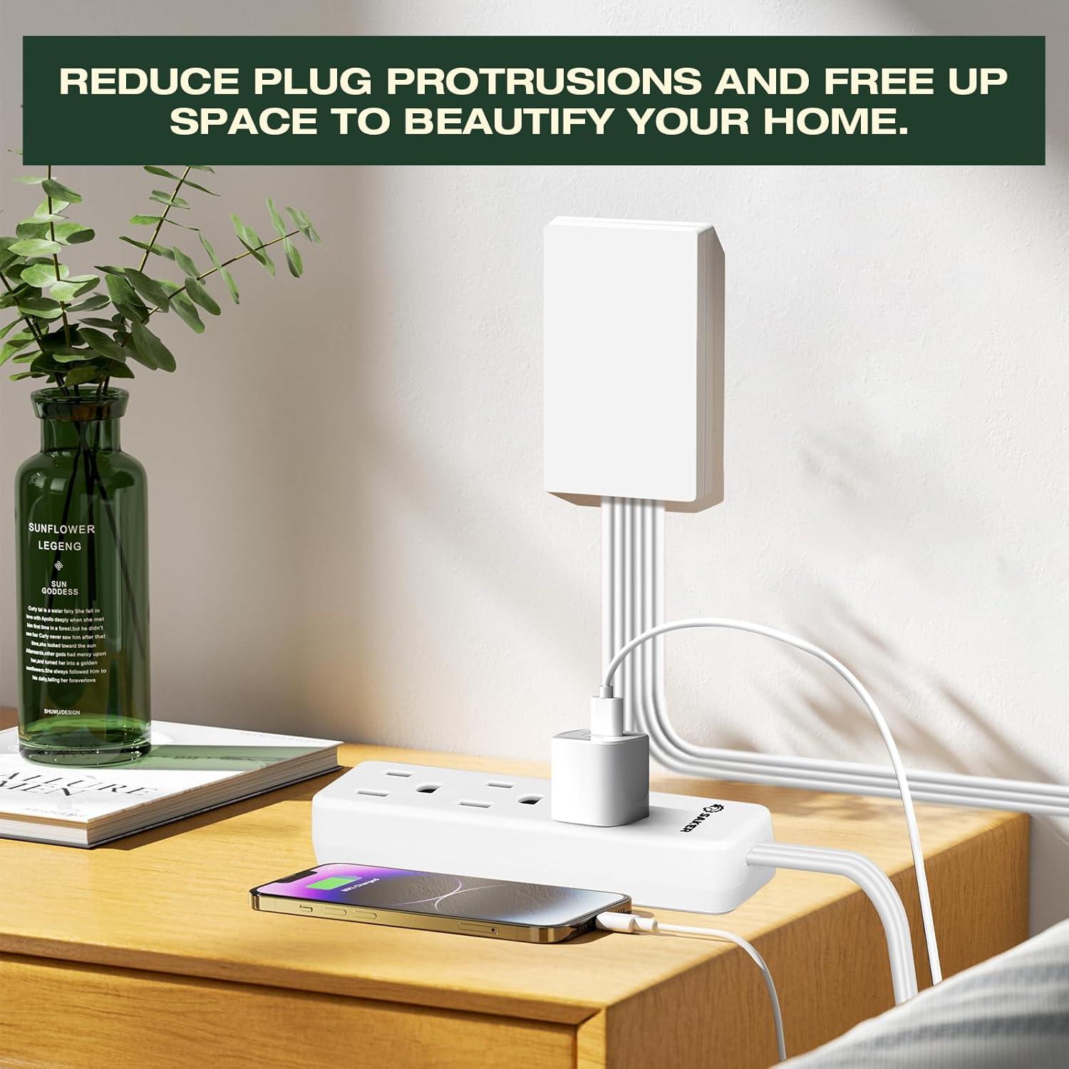 Cable de Extensión Plano Saker Doble 5 pies 6 Salidas 1625W