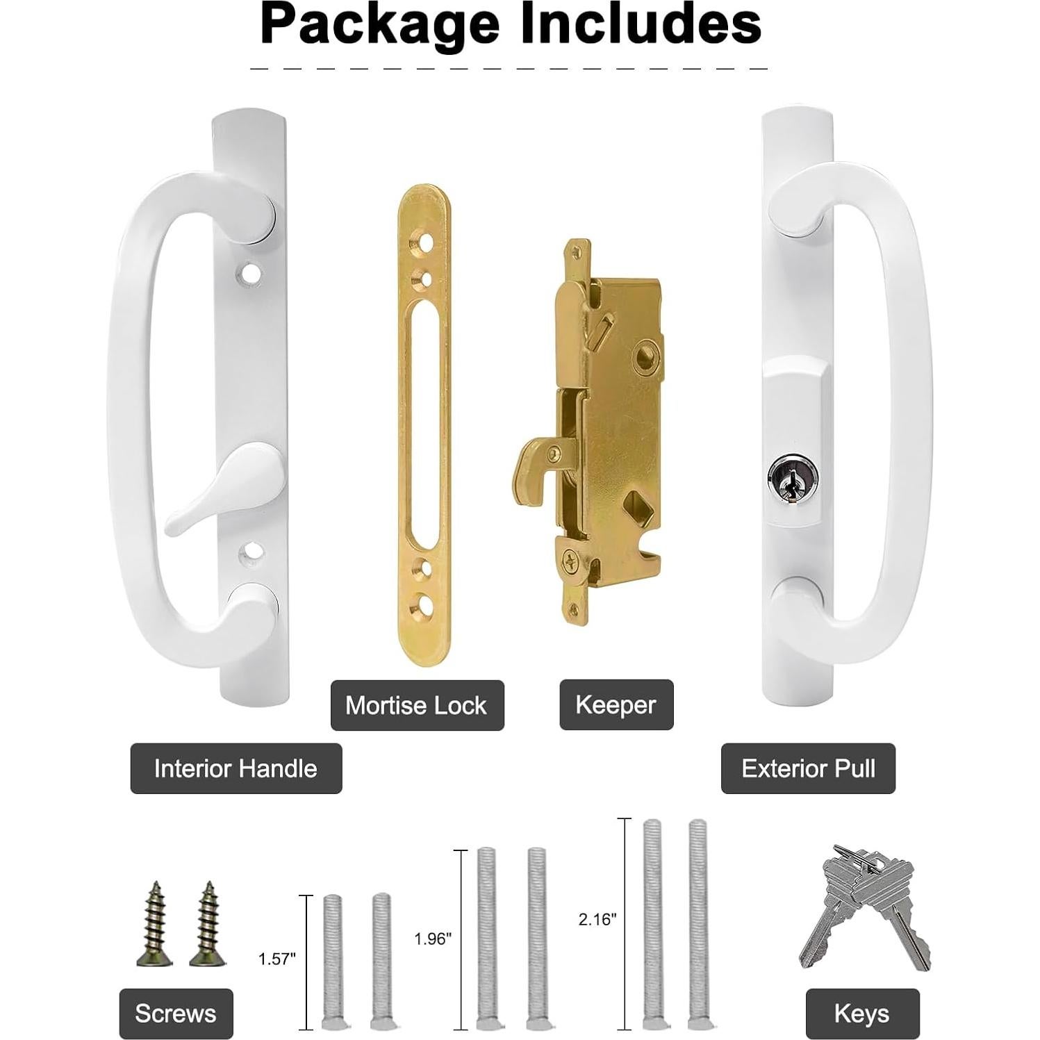 Manija de Puerta Deslizante LWZH Blanca con Llave Ajustable