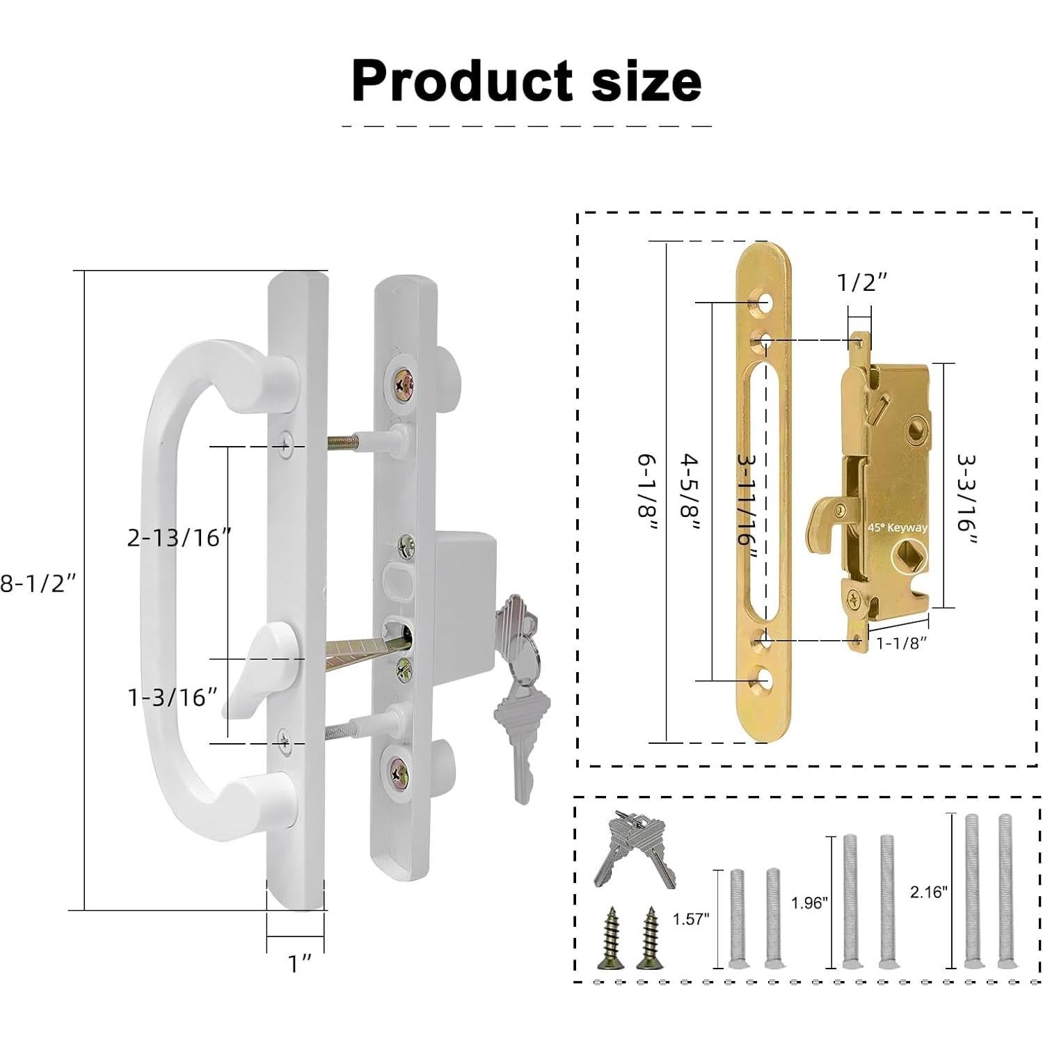 Manija de Puerta Deslizante LWZH Blanca con Llave Ajustable
