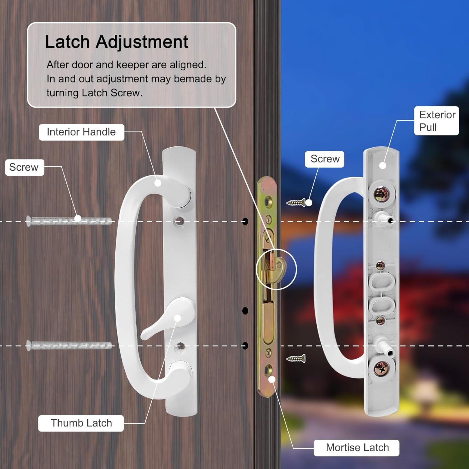 Manija de Puerta Deslizante LWZH Blanca con Llave Ajustable