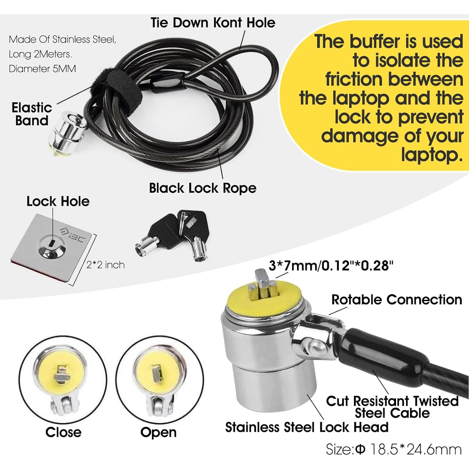Candado de Cable Antirrobo I3C para Laptop y Tabletas