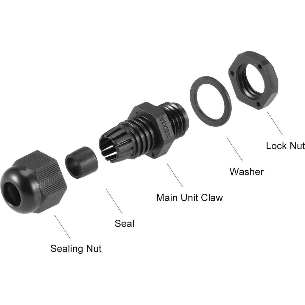 Conector de Cable M12x1.5 uxcell Nylon Impermeable 10pcs