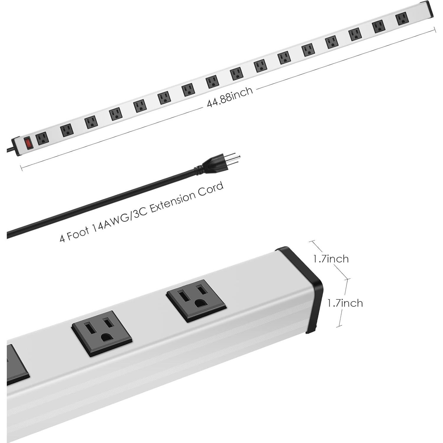 Regleta de Metal JUNNUJ 16 Salidas 1.22m 15A Plata