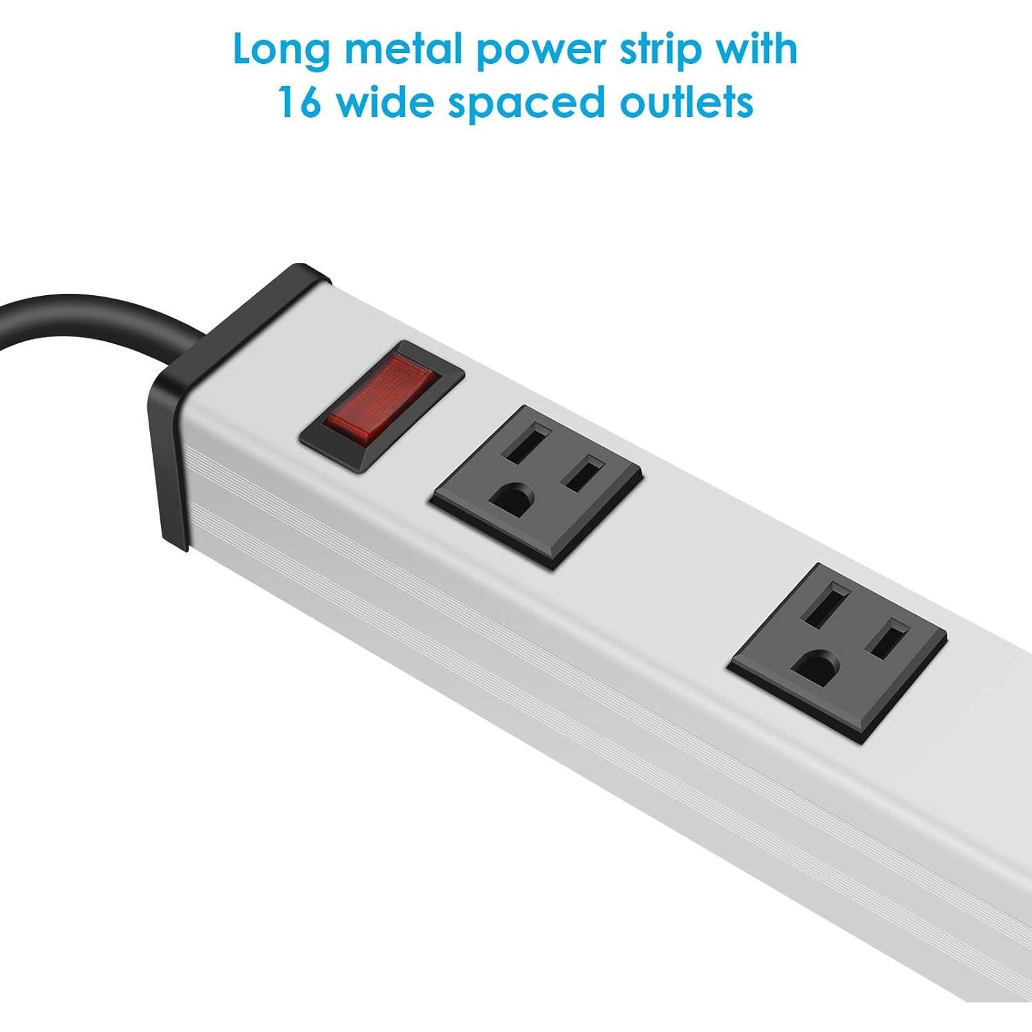 Regleta de Metal JUNNUJ 16 Salidas 1.22m 15A Plata