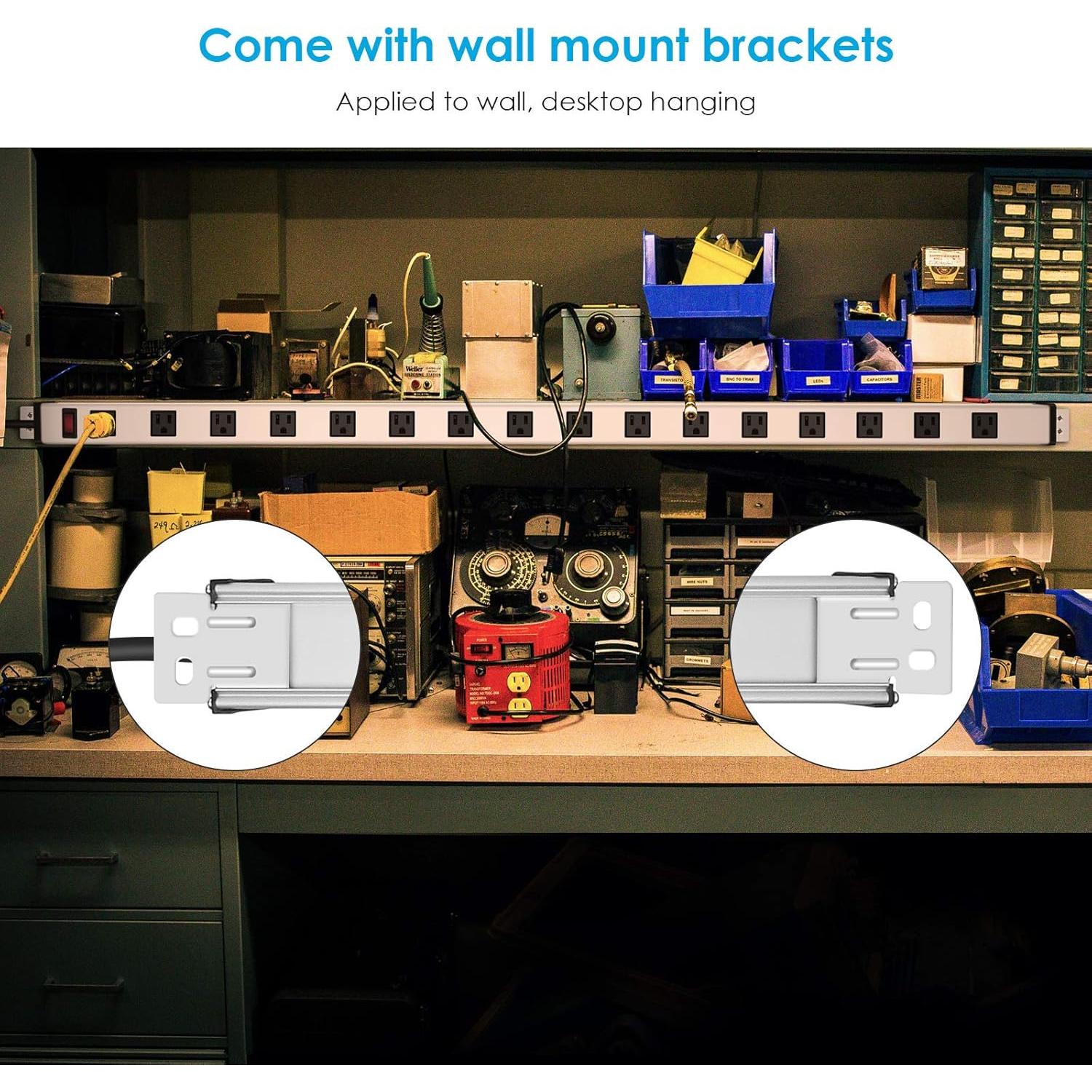 Regleta de Metal JUNNUJ 16 Salidas 1.22m 15A Plata