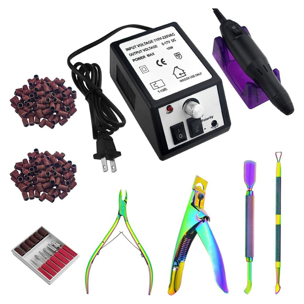 Taladro de Uñas Eléctrico Profesional JINGYUTAI con 206 Piezas