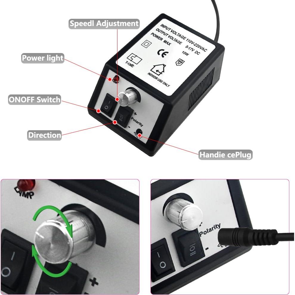 Taladro de Uñas Eléctrico Profesional JINGYUTAI con 206 Piezas