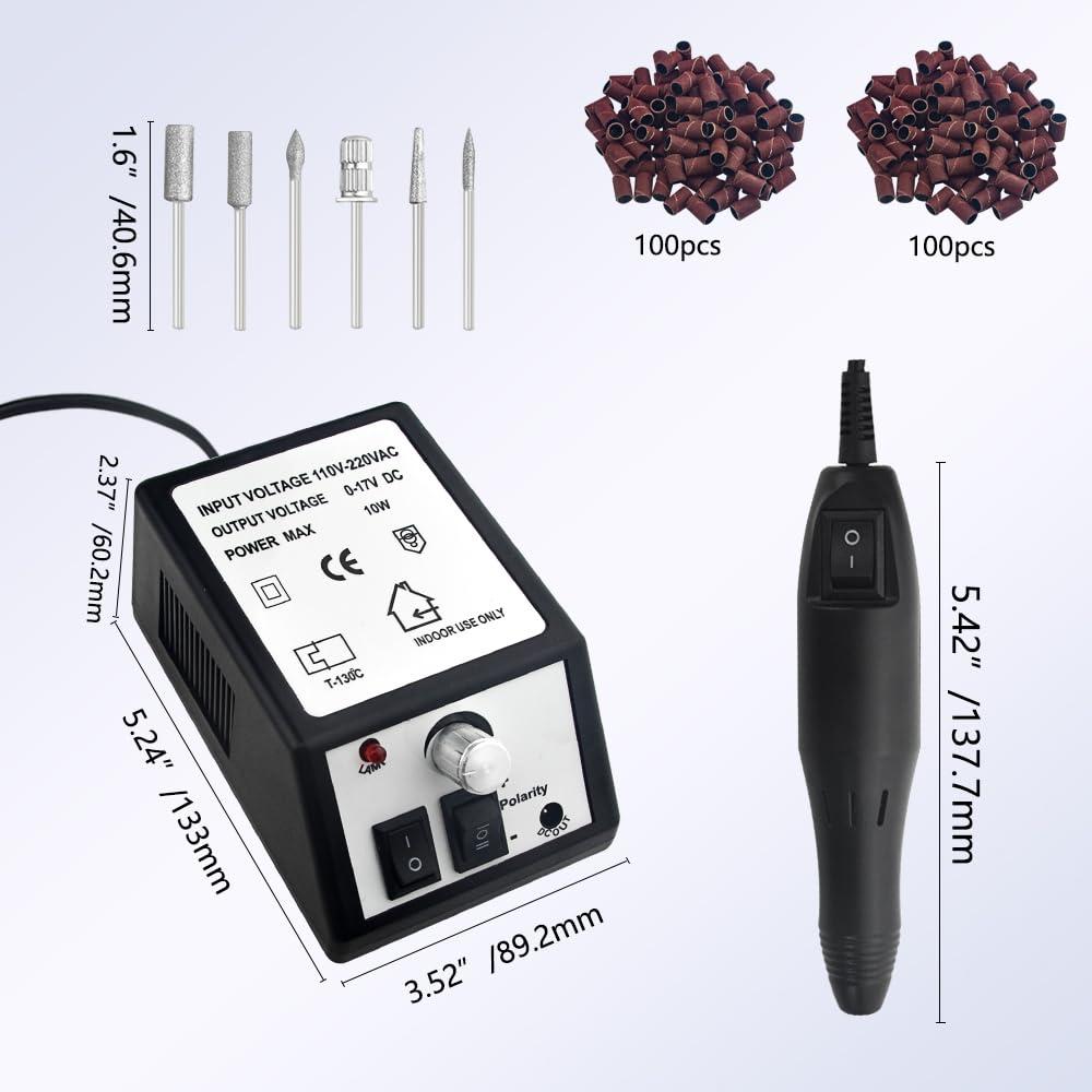 Taladro de Uñas Eléctrico Profesional JINGYUTAI con 206 Piezas