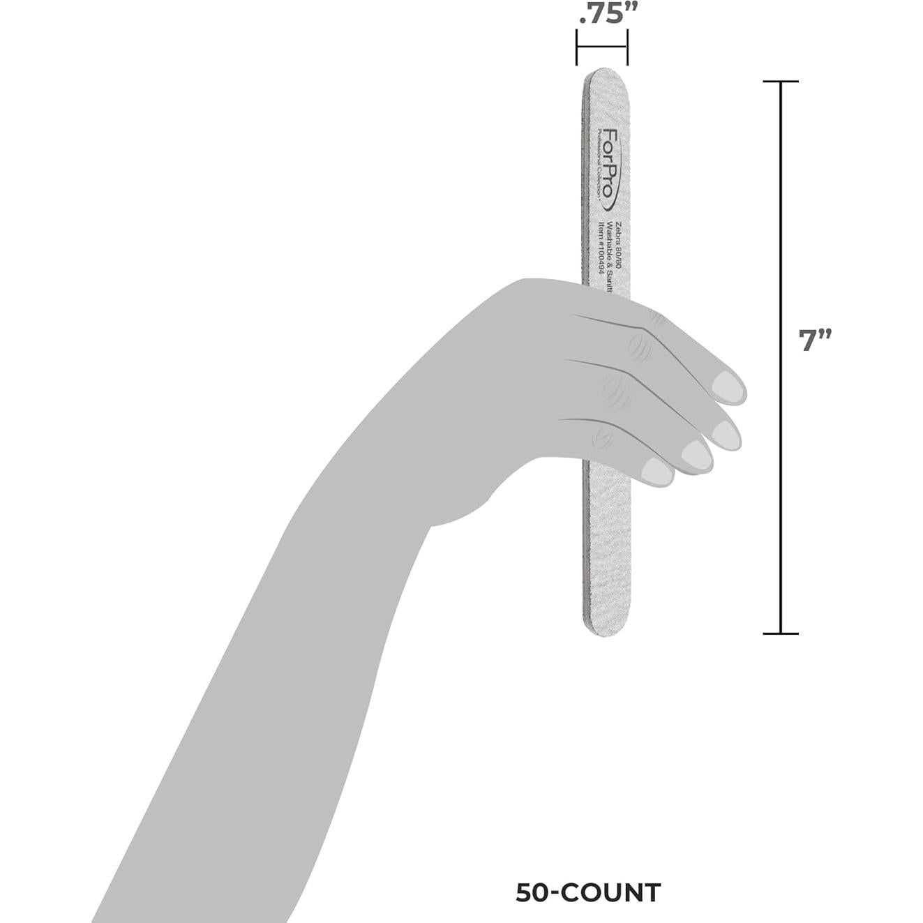 Limas de Uñas Doble Cara ForPro 80/80 Grano 17.78 cm - 50 Unidades