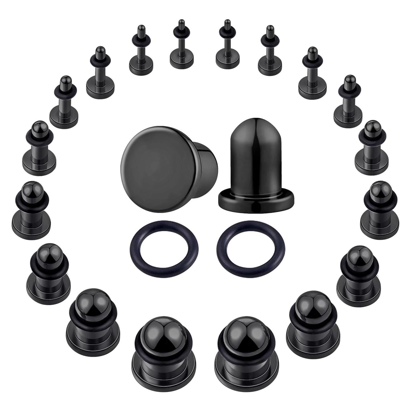 Kit de Estiramiento de Orejas 18 Piezas Acero Inoxidable Lianrunshangmao