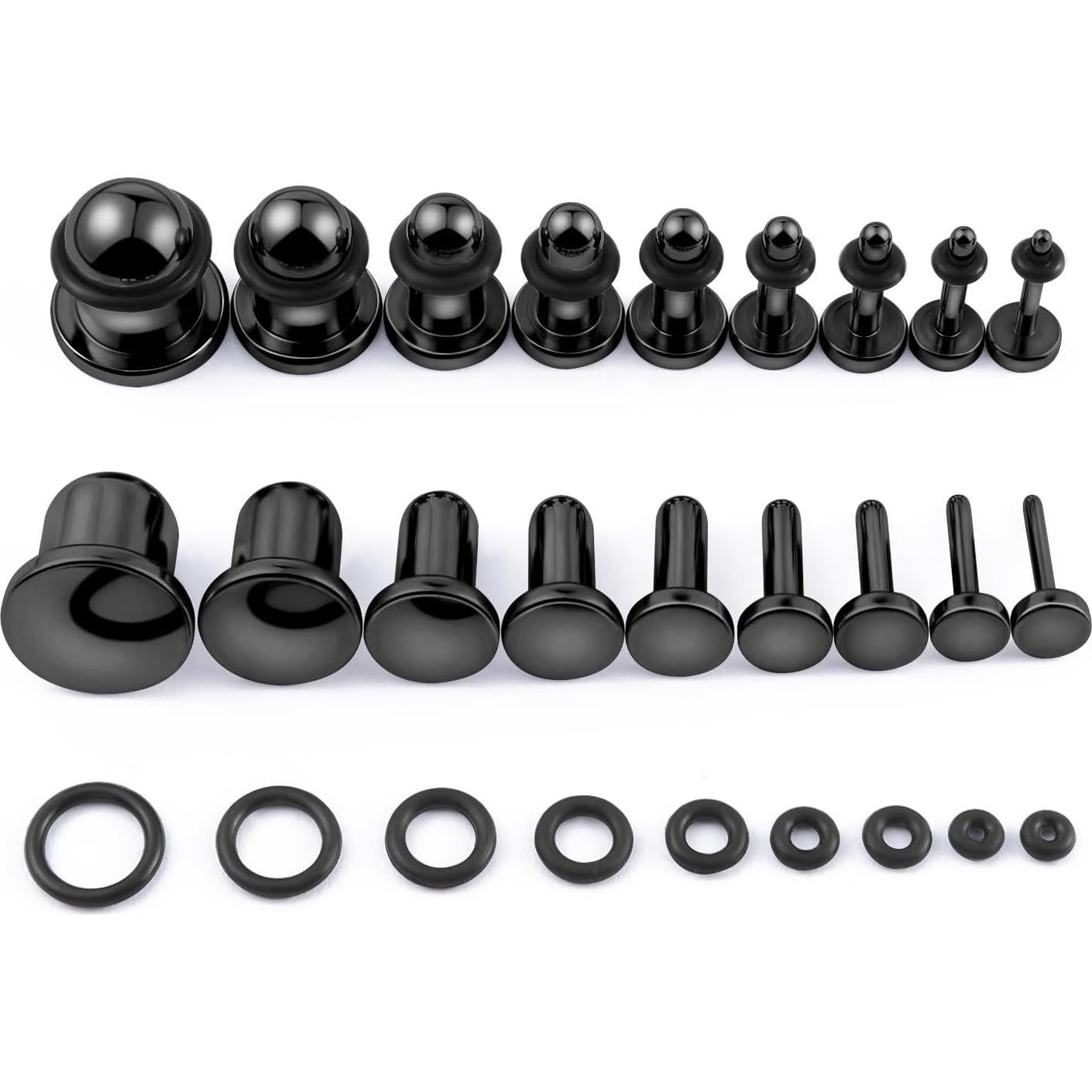 Kit de Estiramiento de Orejas 18 Piezas Acero Inoxidable Lianrunshangmao