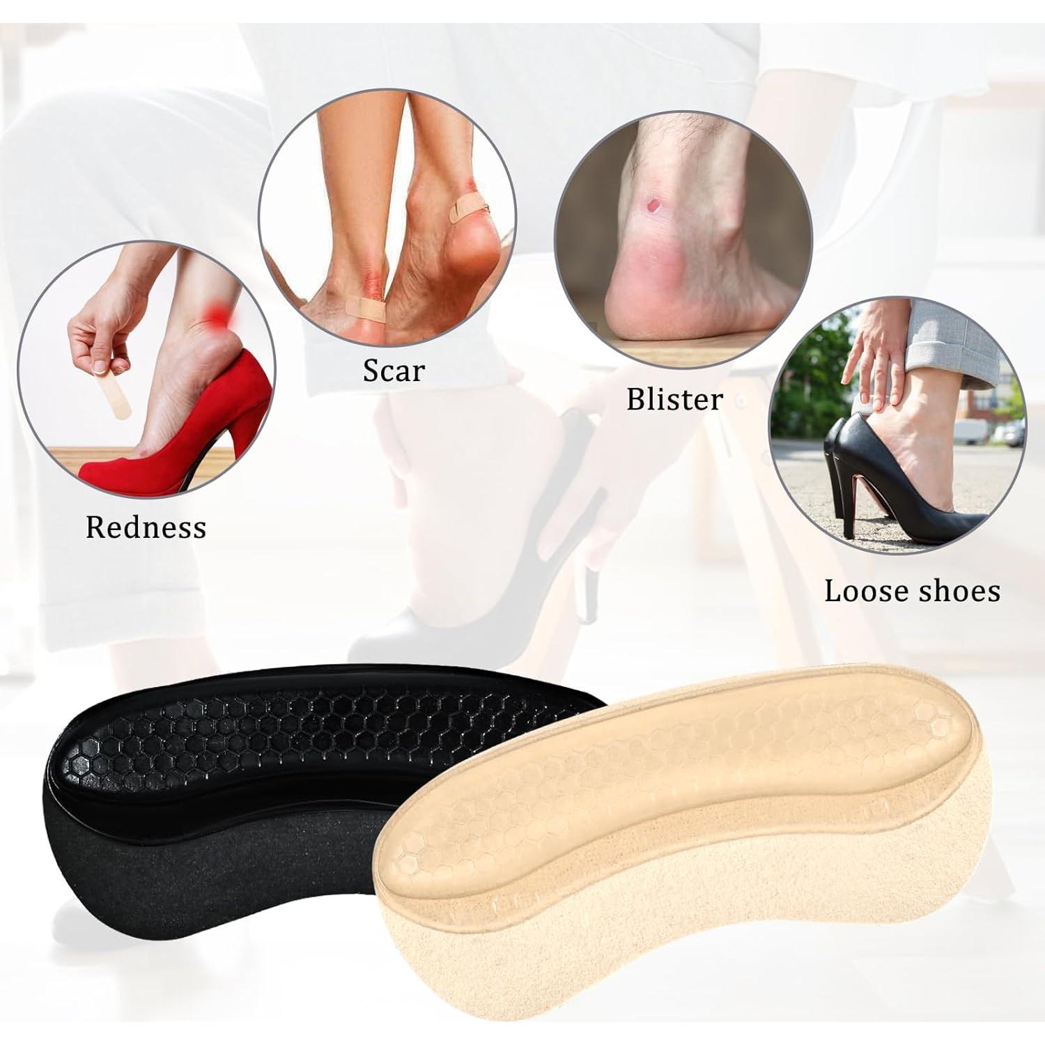 4 Almohadillas de Talón de Gel PESIAKOME Antideslizantes Beige