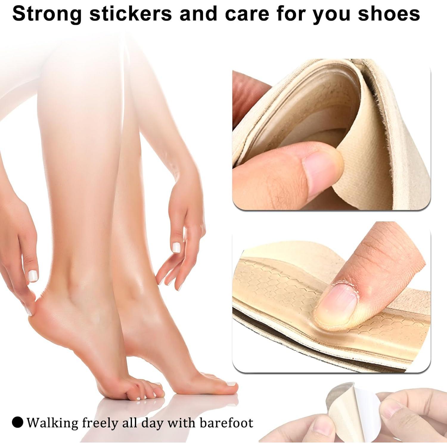 4 Almohadillas de Talón de Gel PESIAKOME Antideslizantes Beige